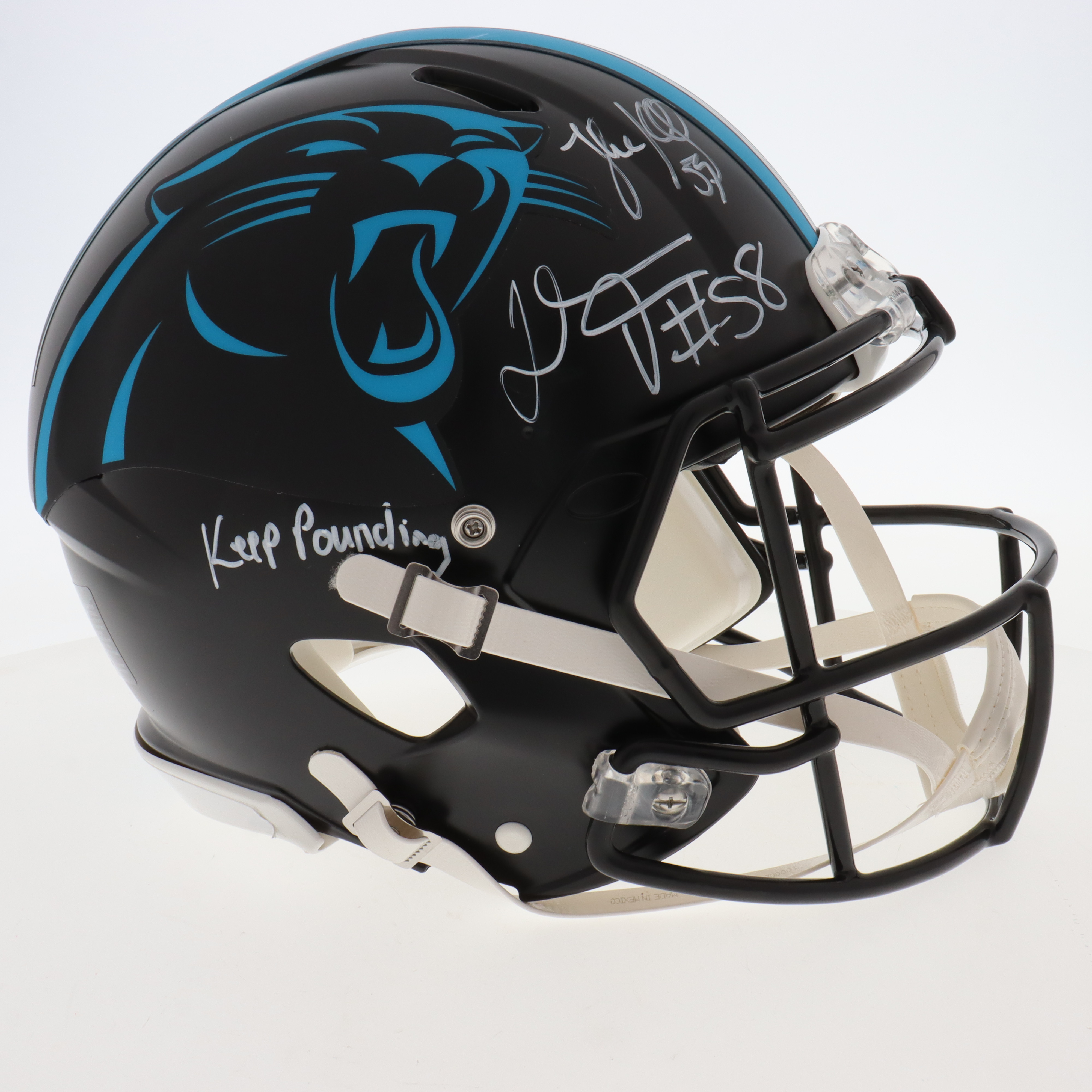 Luke Kuechly & Thomas Davis Signed Panthers Full-Size Authentic On-Field Eclipse Alternate Speed Helmet Inscribed "Keep Pounding" (Beckett) at PristineAuction.com Luke Kuechly & Thomas Davis Signed Panthers Full-Size Authentic On-Field Eclipse Alternate Speed Helmet Inscribed "Keep Pounding" (Beckett) at PristineAuction.com