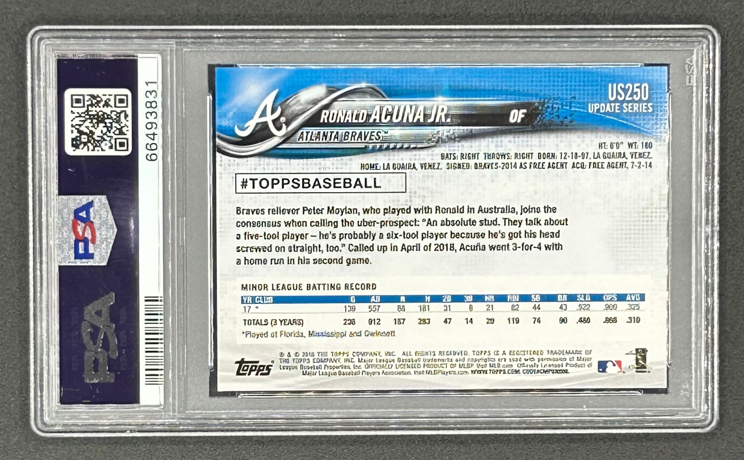 Ronald Acuna Jr. 2018 Topps Update #US250 RC (PSA 10) at PristineAuction.com Ronald Acuna Jr. 2018 Topps Update #US250 RC (PSA 10) at PristineAuction.com