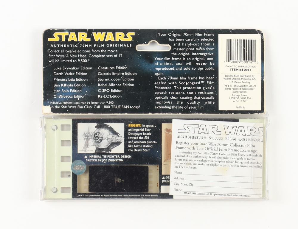 "Star Wars" LE 70mm Film Cell Display with Stand in Original Packaging (See Description) at PristineAuction.com "Star Wars" LE 70mm Film Cell Display with Stand in Original Packaging (See Description) at PristineAuction.com