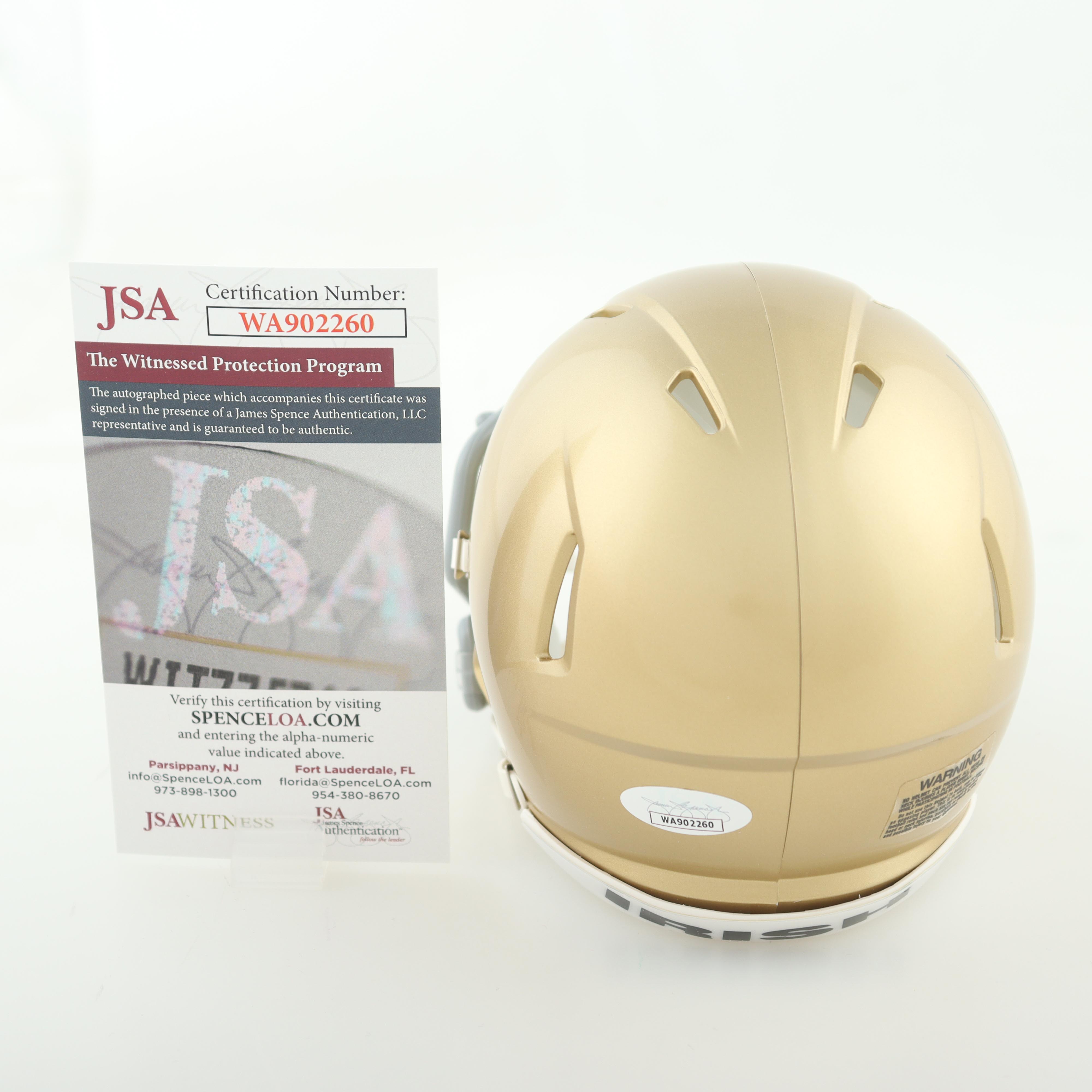 Sam Hartman Signed Notre Dame Fighting Irish Speed Mini Helmet (JSA) at PristineAuction.com Sam Hartman Signed Notre Dame Fighting Irish Speed Mini Helmet (JSA) at PristineAuction.com