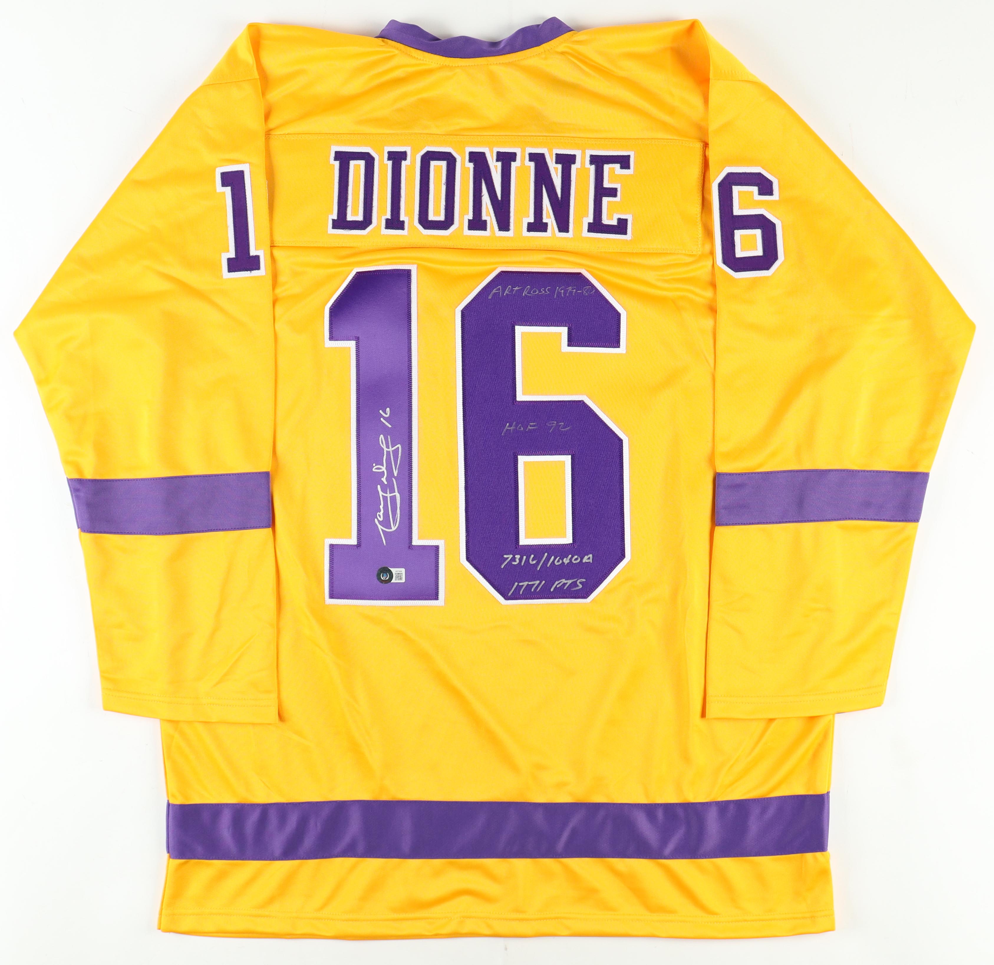 Marcel Dionne Signed Jersey Inscribed "HOF 92" & "7316/1040A" & "1771 Points" & "Art Ross 1979-80" (Beckett) at PristineAuction.com Marcel Dionne Signed Jersey Inscribed "HOF 92" & "7316/1040A" & "1771 Points" & "Art Ross 1979-80" (Beckett) at PristineAuction.com
