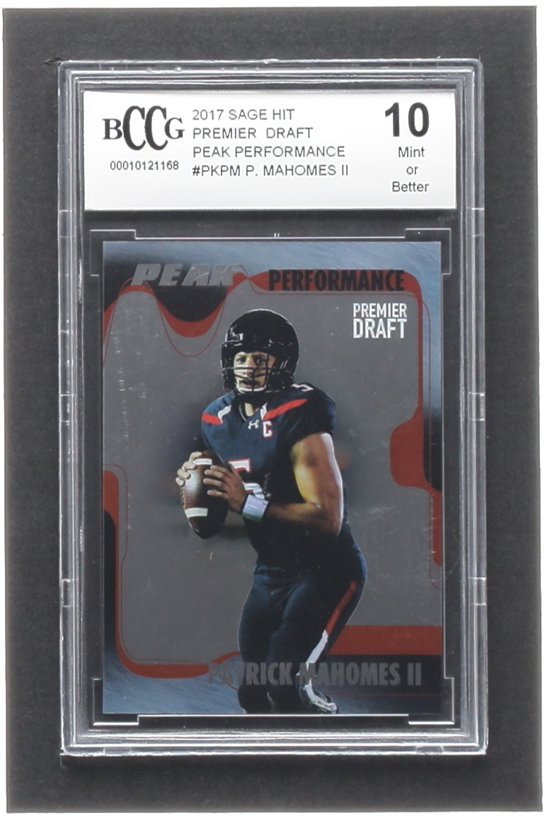 Patrick Mahomes II 2017 SAGE HIT Premier Draft Peak Performance #PKPM (BCCG 10) at PristineAuction.com Patrick Mahomes II 2017 SAGE HIT Premier Draft Peak Performance #PKPM (BCCG 10) at PristineAuction.com