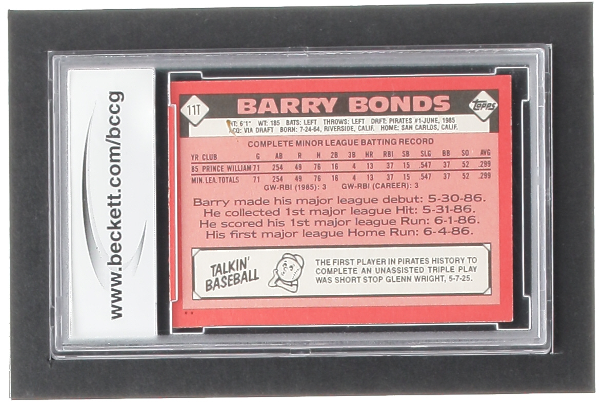 Barry Bonds 1986 Topps Traded #11T XRC (BCCG 10) at PristineAuction.com Barry Bonds 1986 Topps Traded #11T XRC (BCCG 10) at PristineAuction.com