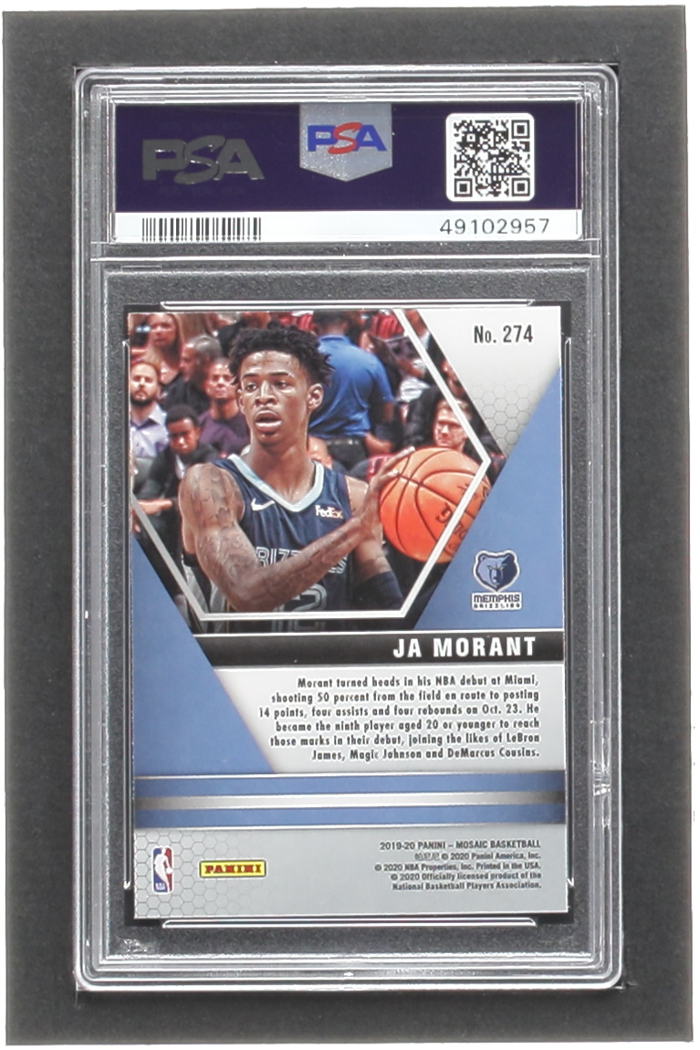 Ja Morant 2019-20 Panini Mosaic #274 RC (PSA 10) at PristineAuction.com Ja Morant 2019-20 Panini Mosaic #274 RC (PSA 10) at PristineAuction.com