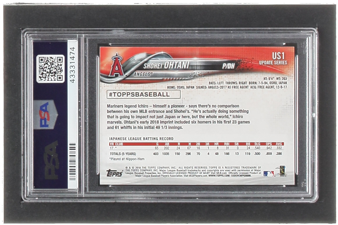 Shohei Ohtani 2018 Topps Update #US1 RC (PSA 9) at PristineAuction.com Shohei Ohtani 2018 Topps Update #US1 RC (PSA 9) at PristineAuction.com