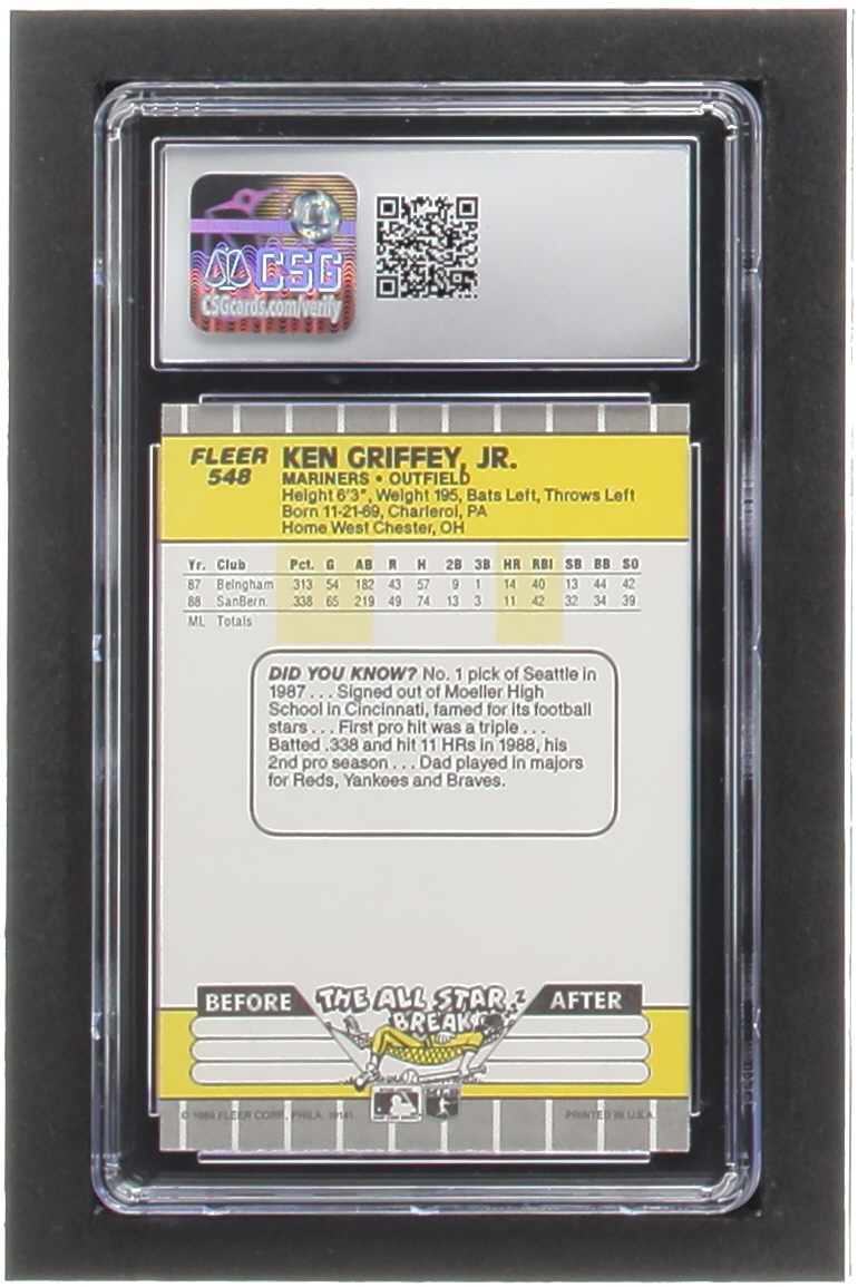 Ken Griffey Jr. 1989 Fleer #548 RC (CSG 9.5) at PristineAuction.com Ken Griffey Jr. 1989 Fleer #548 RC (CSG 9.5) at PristineAuction.com
