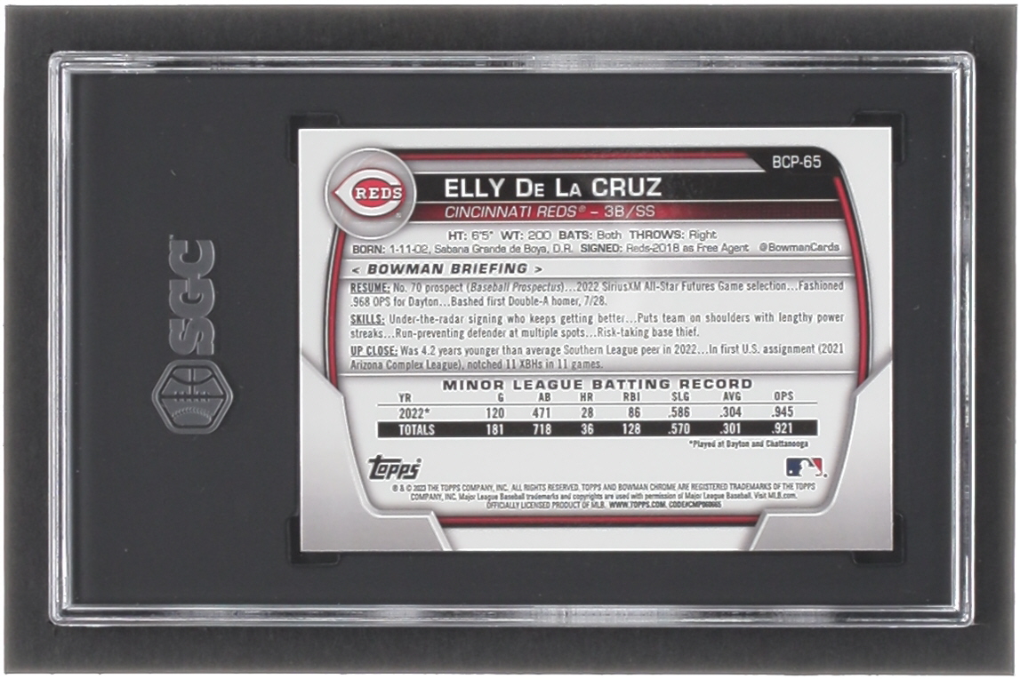 Elly De LA Cruz 2023 Bowman Chrome Prospects #BCP65 RC (SGC 9.5) at PristineAuction.com Elly De LA Cruz 2023 Bowman Chrome Prospects #BCP65 RC (SGC 9.5) at PristineAuction.com