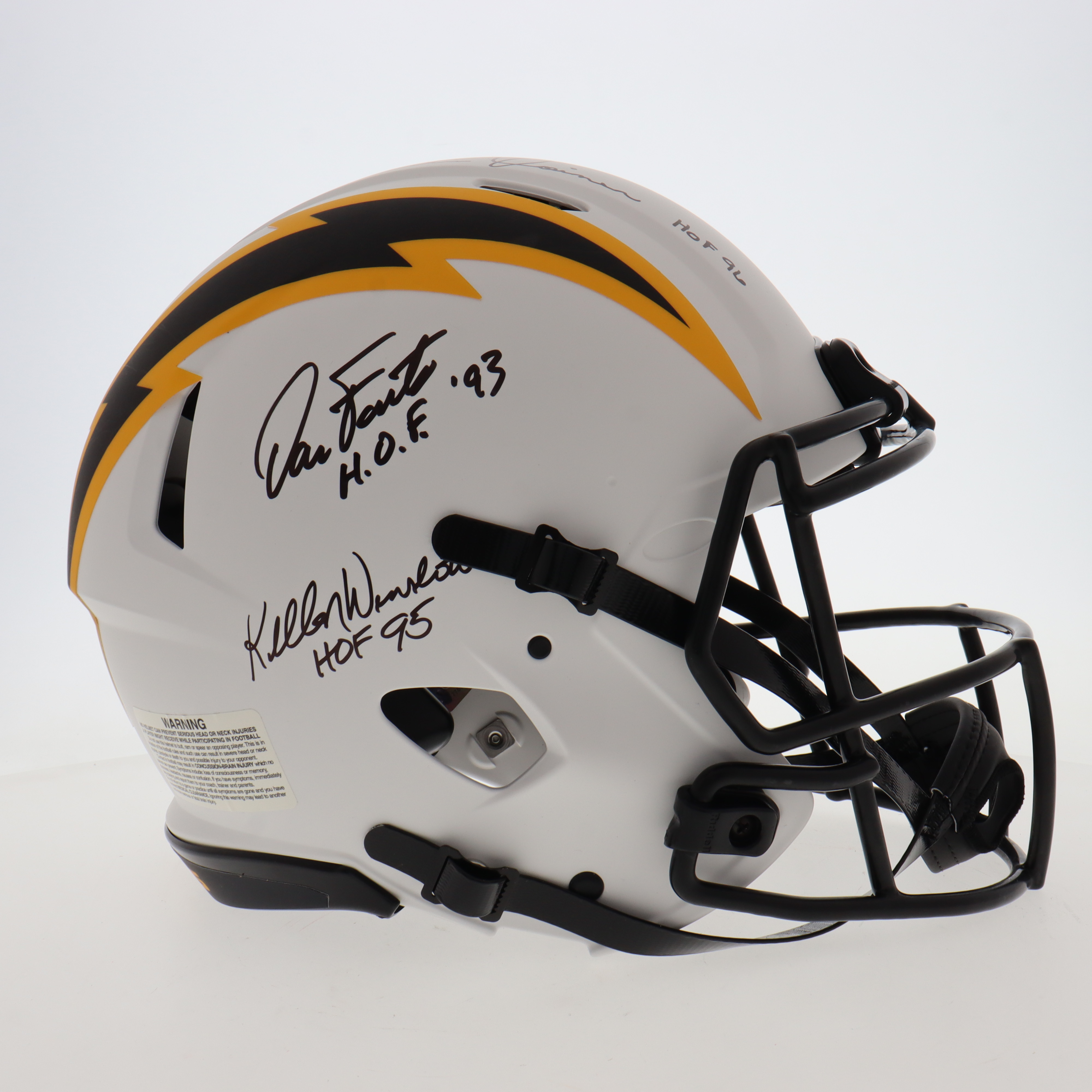 Dan Fouts, Kellen Winslow & Charlie Joiner Signed Chargers Full-Size Authentic On-Field Lunar Eclipse Alternate Speed Helmet Inscribed "HOF 96", "H.O.F. '93" & "HOF 95" (Schwartz) at PristineAuction.com Dan Fouts, Kellen Winslow & Charlie Joiner Signed Chargers Full-Size Authentic On-Field Lunar Eclipse Alternate Speed Helmet Inscribed "HOF 96", "H.O.F. '93" & "HOF 95" (Schwartz) at PristineAuction.com