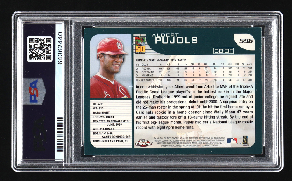 Albert Pujols Signed 2001 Topps Chrome #596 RC (PSA | Auto 10) at PristineAuction.com Albert Pujols Signed 2001 Topps Chrome #596 RC (PSA | Auto 10) at PristineAuction.com