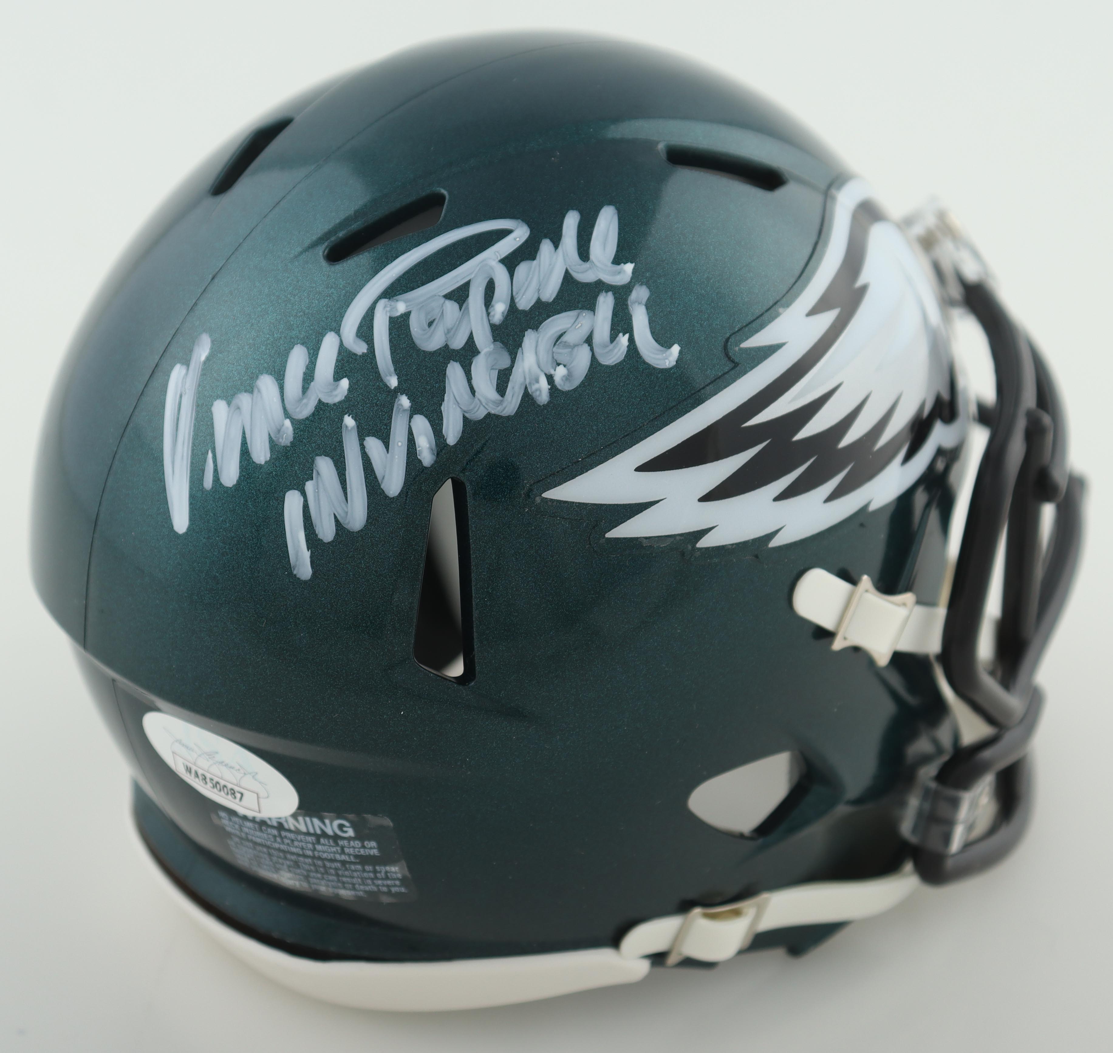Vince Papale Signed Eagles Mini Helmet Inscribed "Invincible" (JSA) at PristineAuction.com Vince Papale Signed Eagles Mini Helmet Inscribed "Invincible" (JSA) at PristineAuction.com
