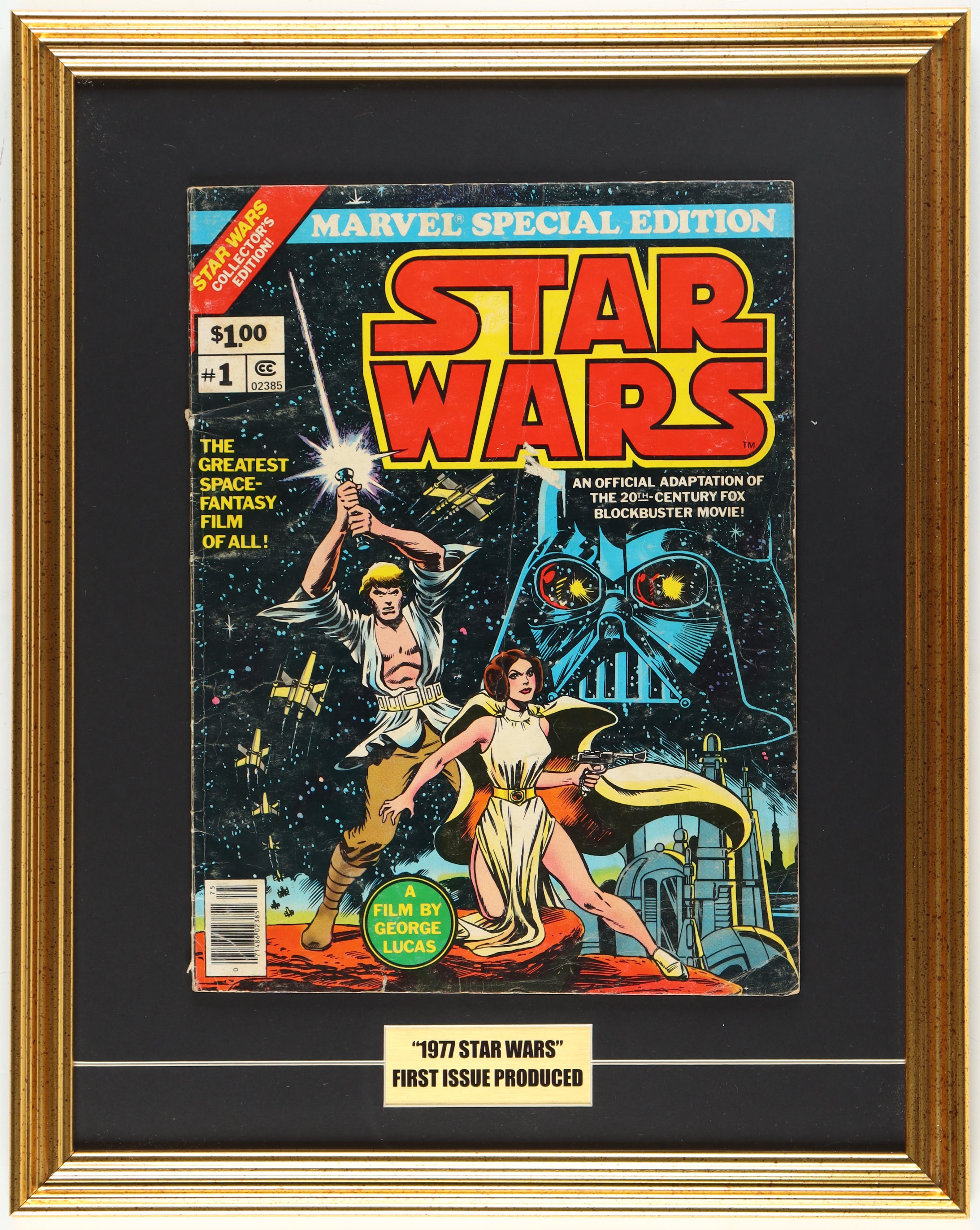 1977 "Marvel Special Edition: Star Wars" Issue #1 Marvel Custom Framed First Issue Comic Book Display at PristineAuction.com 1977 "Marvel Special Edition: Star Wars" Issue #1 Marvel Custom Framed First Issue Comic Book Display at PristineAuction.com