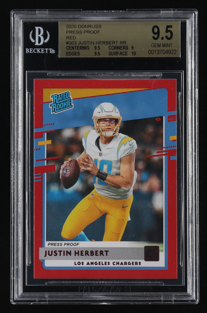 Justin Herbert 2020 Donruss Press Proof Red #303 RR RC (BGS 9.5) at PristineAuction.com Justin Herbert 2020 Donruss Press Proof Red #303 RR RC (BGS 9.5) at PristineAuction.com