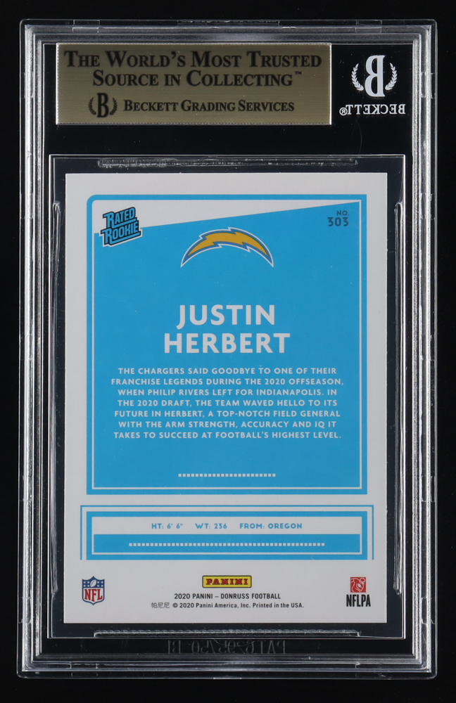 Justin Herbert 2020 Donruss Press Proof Red #303 RR RC (BGS 9.5) at PristineAuction.com Justin Herbert 2020 Donruss Press Proof Red #303 RR RC (BGS 9.5) at PristineAuction.com
