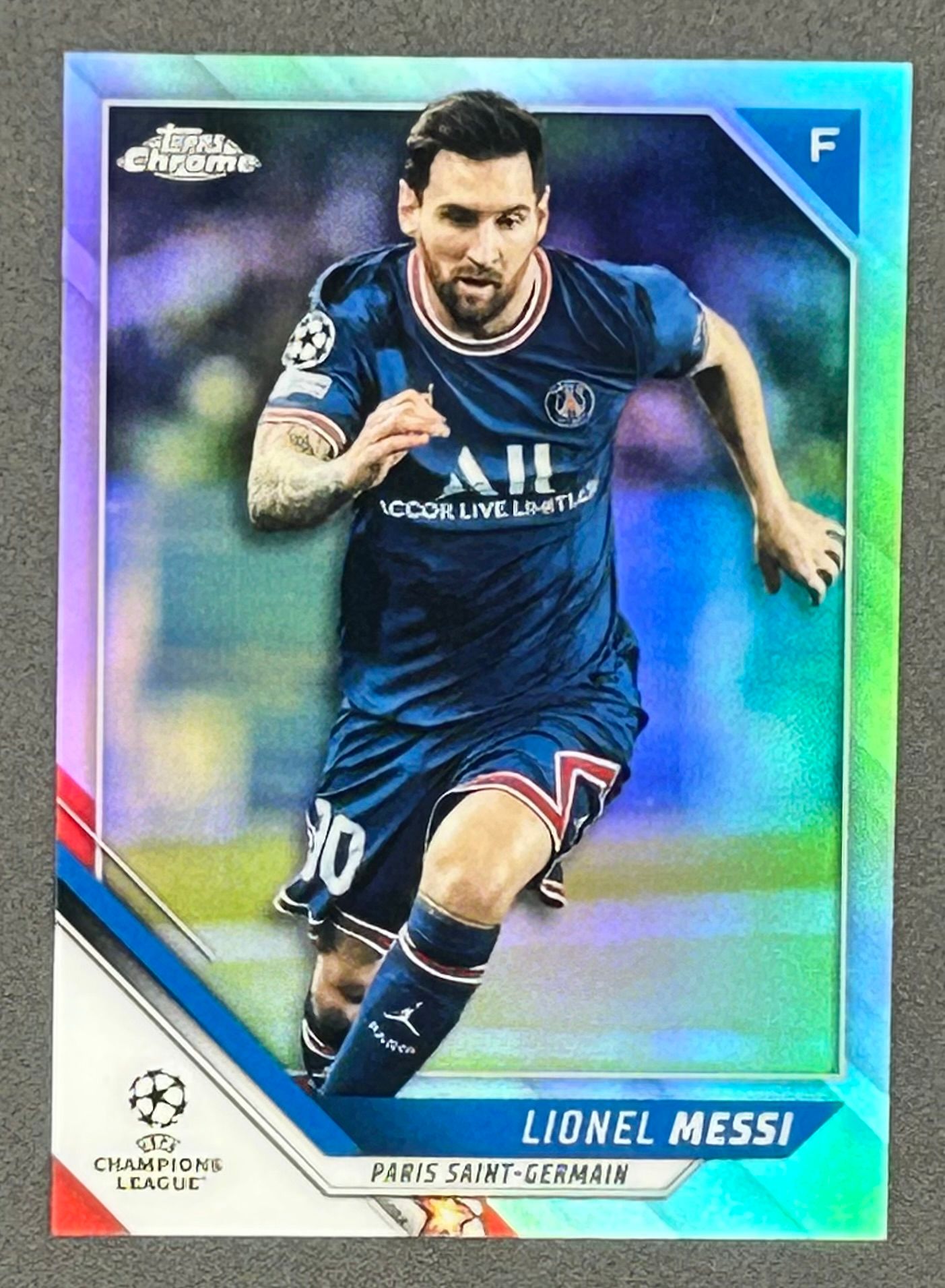 Lionel Messi 2021-22 Topps Chrome UEFA Champions League Refractors #100 at PristineAuction.com Lionel Messi 2021-22 Topps Chrome UEFA Champions League Refractors #100 at PristineAuction.com