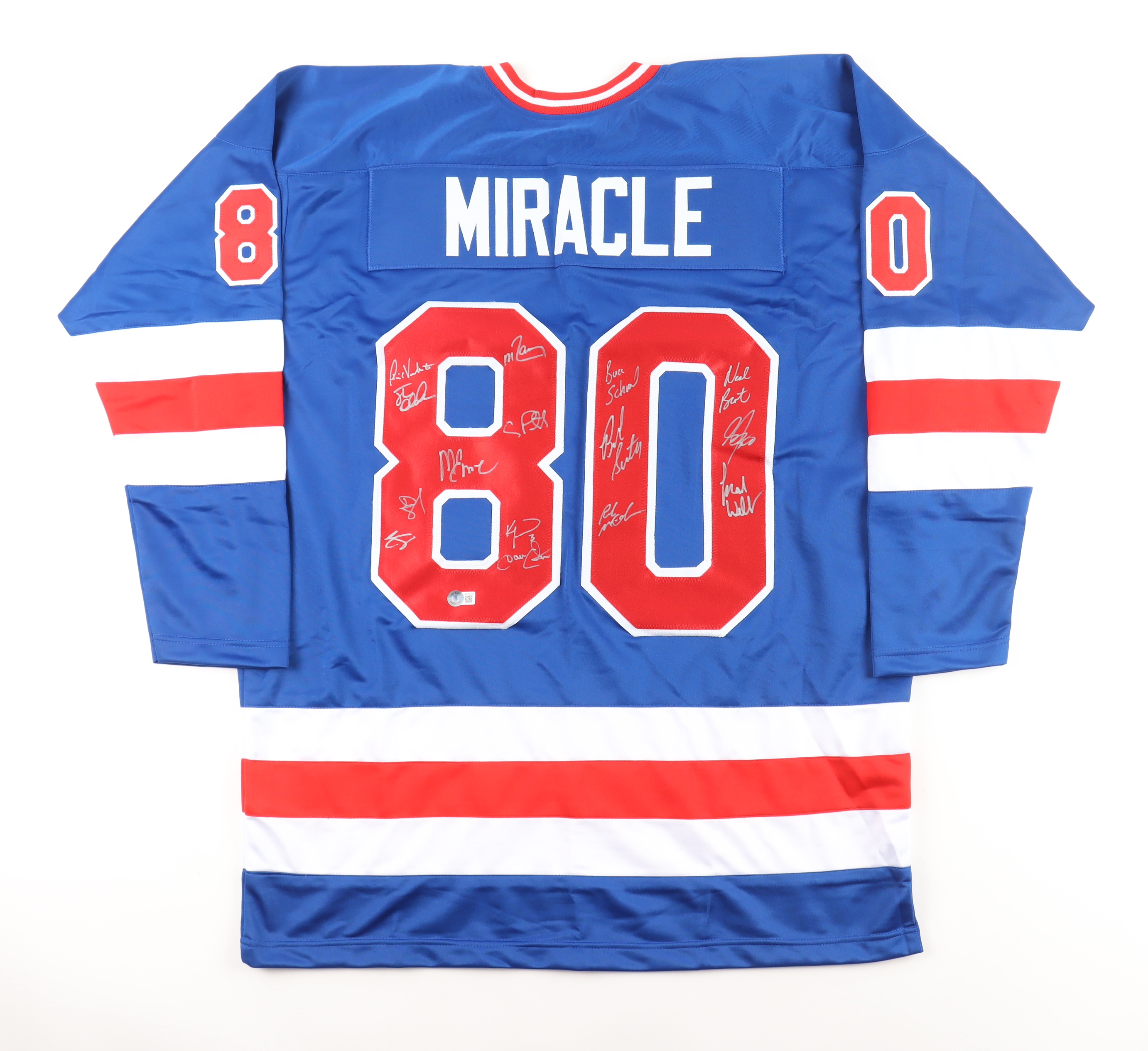 "Miracle On Ice" Jersey Signed by (15) with Steve Janaszak, Craig Patrick, Dave Christian, Ken Morrow (Beckett) at PristineAuction.com "Miracle On Ice" Jersey Signed by (15) with Steve Janaszak, Craig Patrick, Dave Christian, Ken Morrow (Beckett) at PristineAuction.com