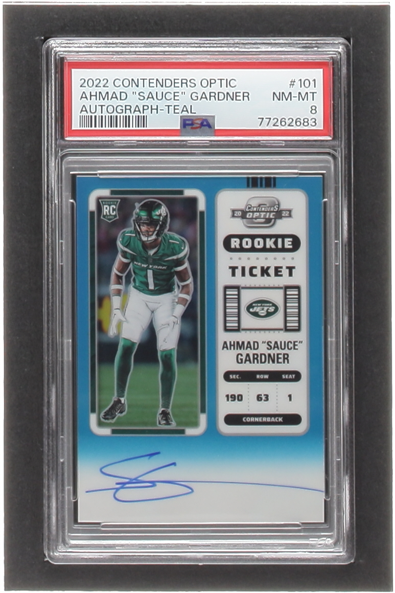 Ahmad Gardner 2022 Panini Contenders Optic Teal #101A #17/99 RC (PSA 8) at PristineAuction.com Ahmad Gardner 2022 Panini Contenders Optic Teal #101A #17/99 RC (PSA 8) at PristineAuction.com
