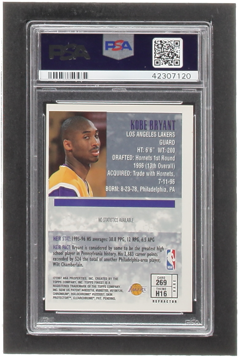 Kobe Bryant 1996-97 Finest Refractors #269 G RC (PSA 9) (OC) at PristineAuction.com Kobe Bryant 1996-97 Finest Refractors #269 G RC (PSA 9) (OC) at PristineAuction.com