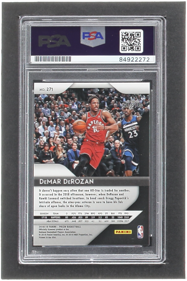 DeMar DeRozan Signed 2018-19 Panini Prizm #271 (PSA) at PristineAuction.com DeMar DeRozan Signed 2018-19 Panini Prizm #271 (PSA) at PristineAuction.com