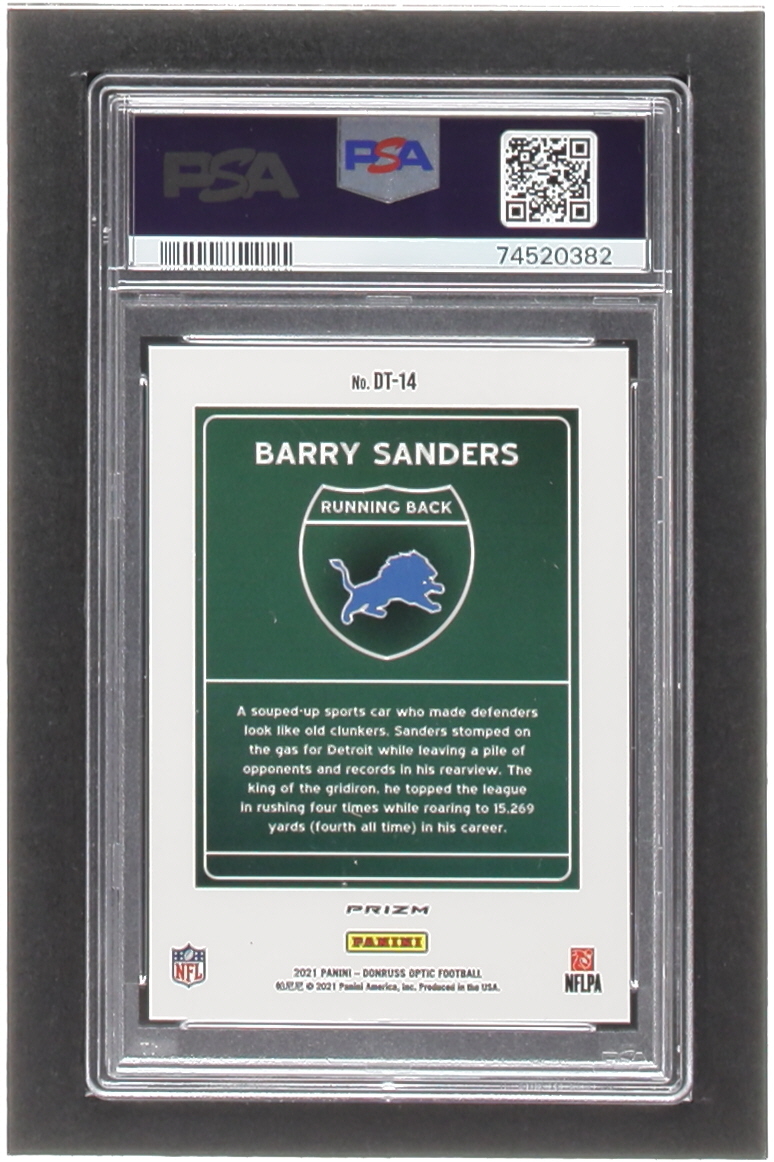 Barry Sanders 2021 Donruss Optic Downtown! #14 (PSA 10) at PristineAuction.com Barry Sanders 2021 Donruss Optic Downtown! #14 (PSA 10) at PristineAuction.com