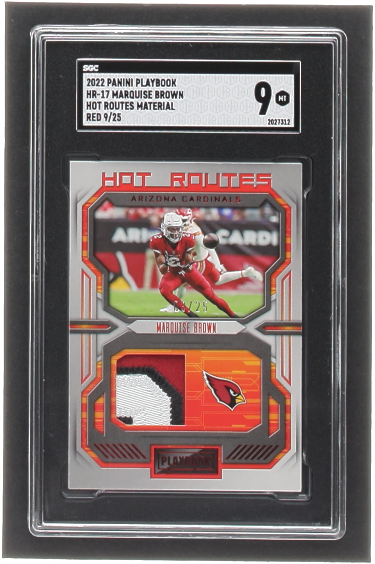 Marquise Brown 2022 Panini Playbook Hot Routes Jerseys Red #17 (SGC 9) at PristineAuction.com Marquise Brown 2022 Panini Playbook Hot Routes Jerseys Red #17 (SGC 9) at PristineAuction.com