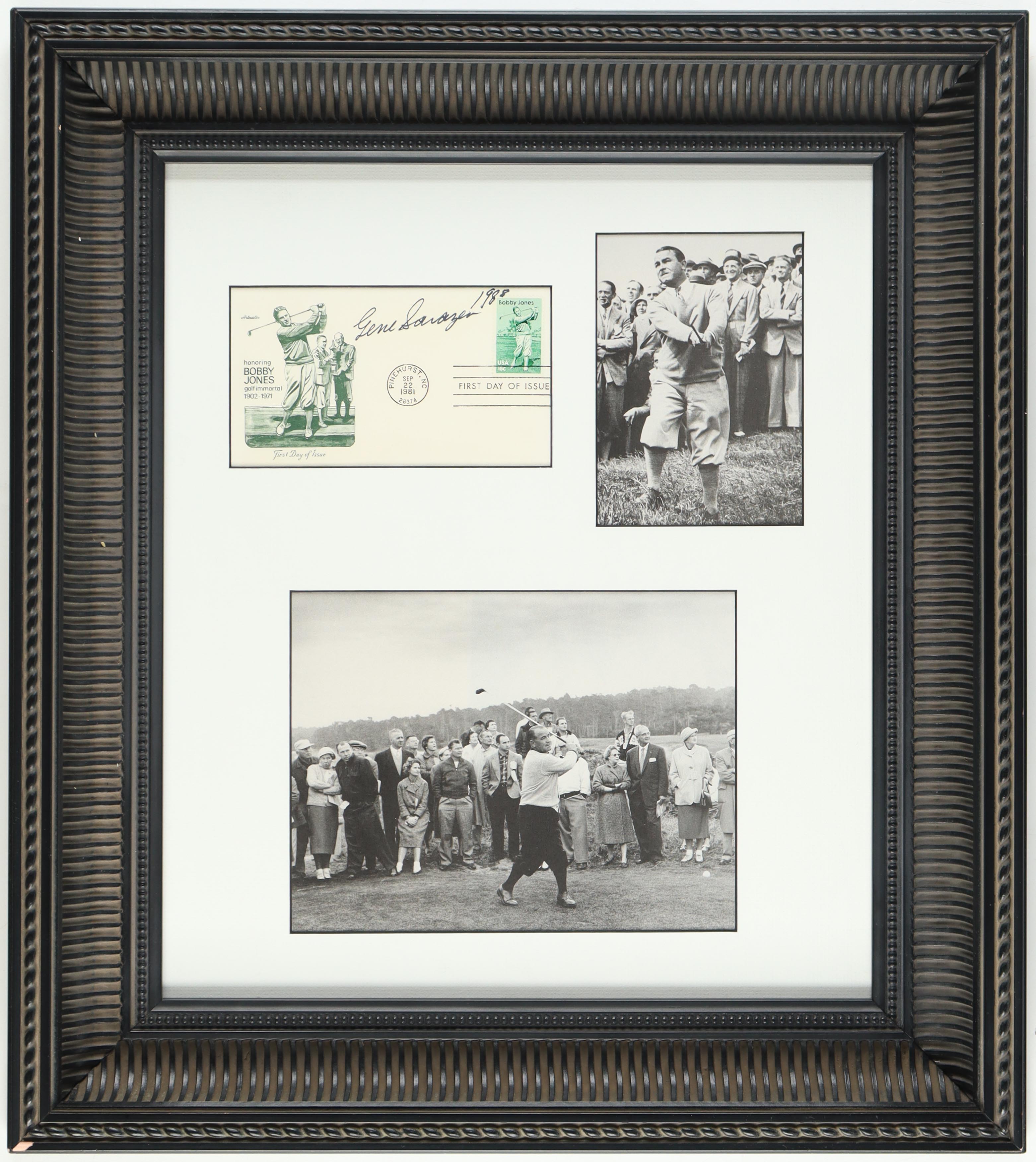 Gene Sarazen Signed Custom Framed Bobby Jones 1981 FDC Envelope (Beckett) at PristineAuction.com Gene Sarazen Signed Custom Framed Bobby Jones 1981 FDC Envelope (Beckett) at PristineAuction.com