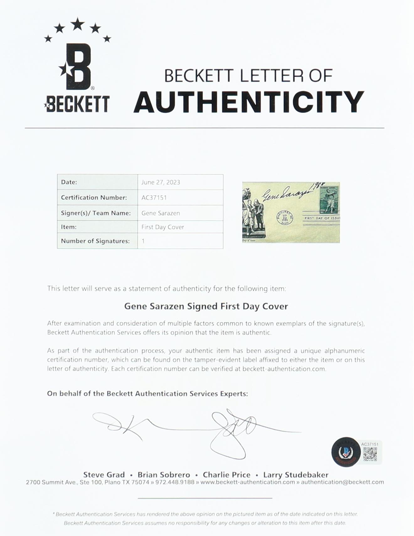 Gene Sarazen Signed Custom Framed Bobby Jones 1981 FDC Envelope (Beckett) at PristineAuction.com Gene Sarazen Signed Custom Framed Bobby Jones 1981 FDC Envelope (Beckett) at PristineAuction.com