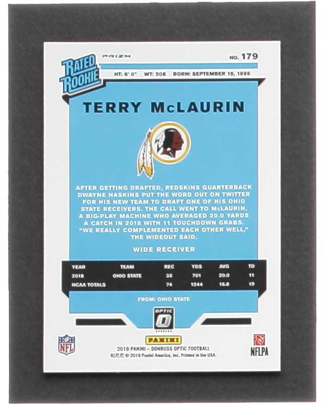 Terry McLaurin 2019 Donruss Optic Green Velocity #179 RR RC at PristineAuction.com Terry McLaurin 2019 Donruss Optic Green Velocity #179 RR RC at PristineAuction.com