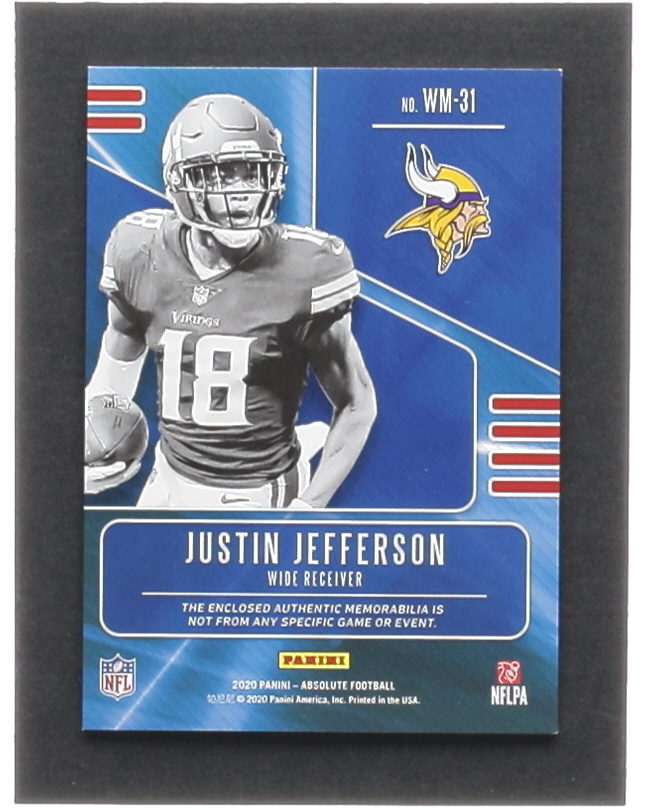 Justin Jefferson 2020 Absolute War Room Materials #WM31 RC #104/199 at PristineAuction.com Justin Jefferson 2020 Absolute War Room Materials #WM31 RC #104/199 at PristineAuction.com