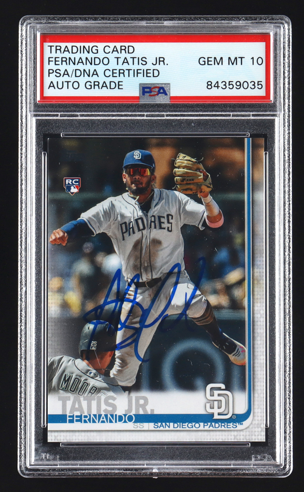 Fernando Tatis Jr. Signed 2019 Topps Base Set Photo Variations #410 / White jersey Retail Factory (PSA) at PristineAuction.com Fernando Tatis Jr. Signed 2019 Topps Base Set Photo Variations #410 / White jersey Retail Factory (PSA) at PristineAuction.com