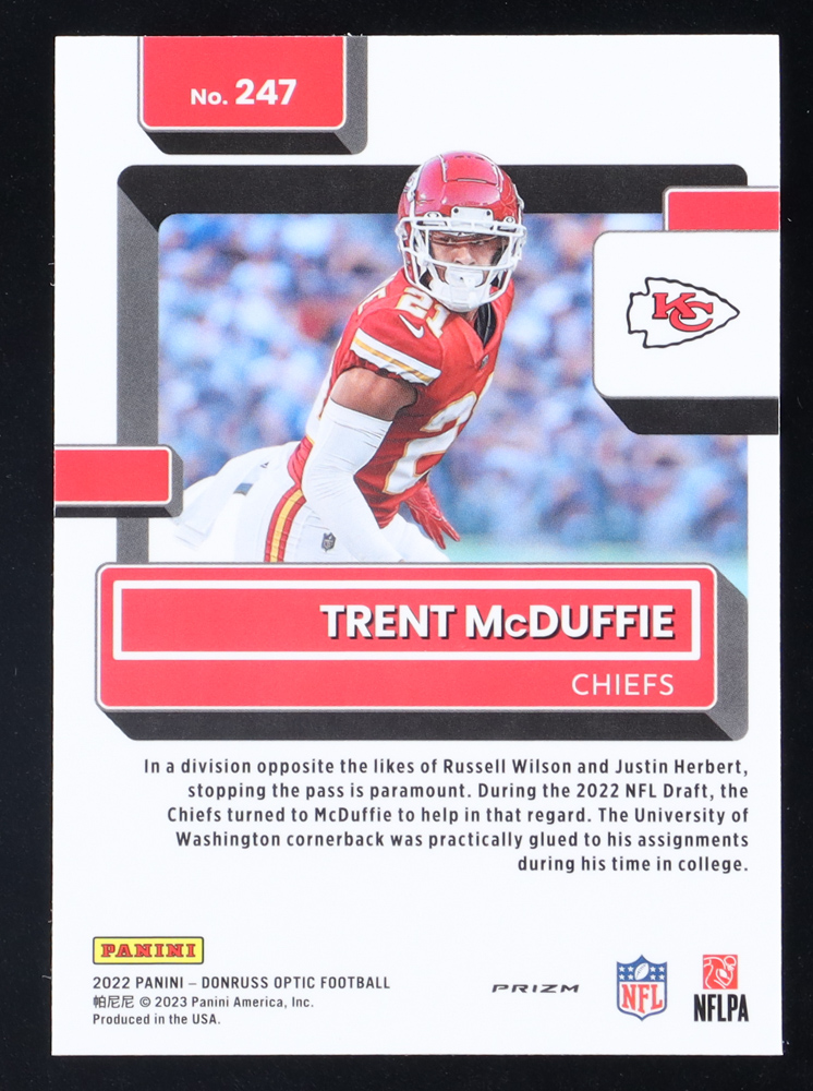 Trent McDuffie 2022 Donruss Optic Pink #247 RR RC at PristineAuction.com Trent McDuffie 2022 Donruss Optic Pink #247 RR RC at PristineAuction.com