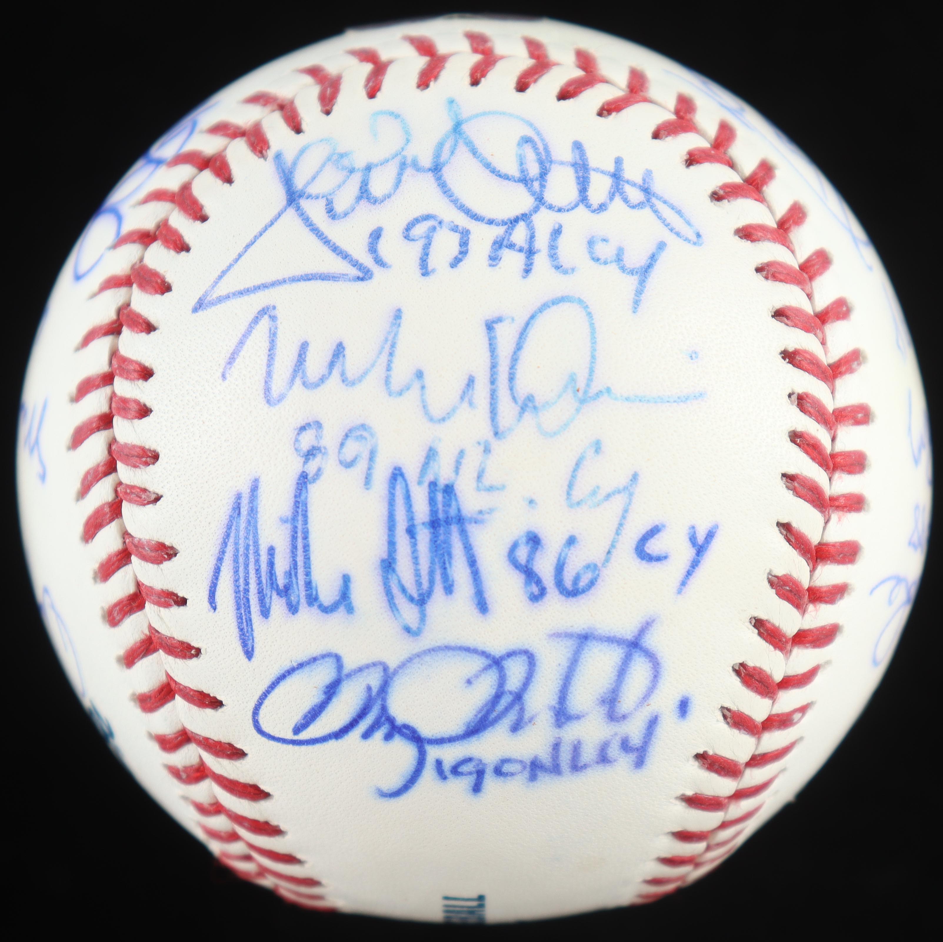 OML Baseball Signed by (11) with Jim Palmer, Mike Scott, Mark Davis, Frank Viola with Multiple Inscriptions (JPS) at PristineAuction.com OML Baseball Signed by (11) with Jim Palmer, Mike Scott, Mark Davis, Frank Viola with Multiple Inscriptions (JPS) at PristineAuction.com
