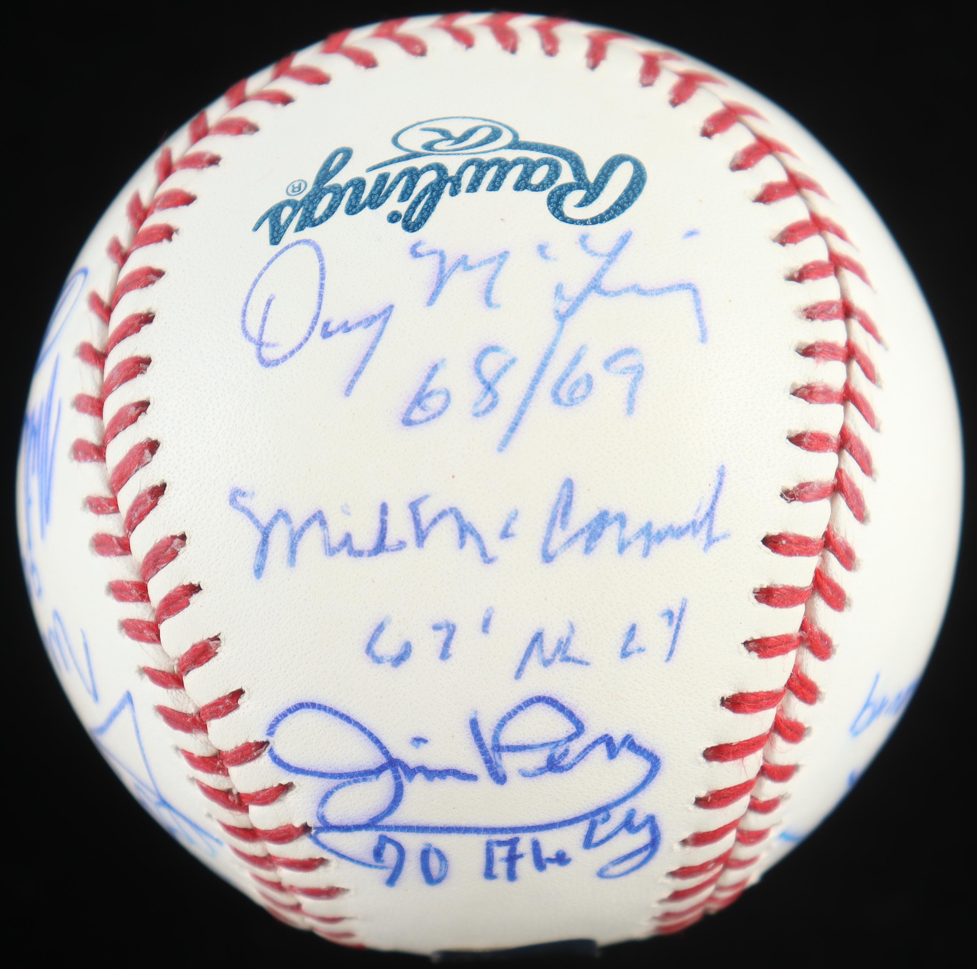 OML Baseball Signed by (11) with Jim Palmer, Mike Scott, Mark Davis, Frank Viola with Multiple Inscriptions (JPS) at PristineAuction.com OML Baseball Signed by (11) with Jim Palmer, Mike Scott, Mark Davis, Frank Viola with Multiple Inscriptions (JPS) at PristineAuction.com
