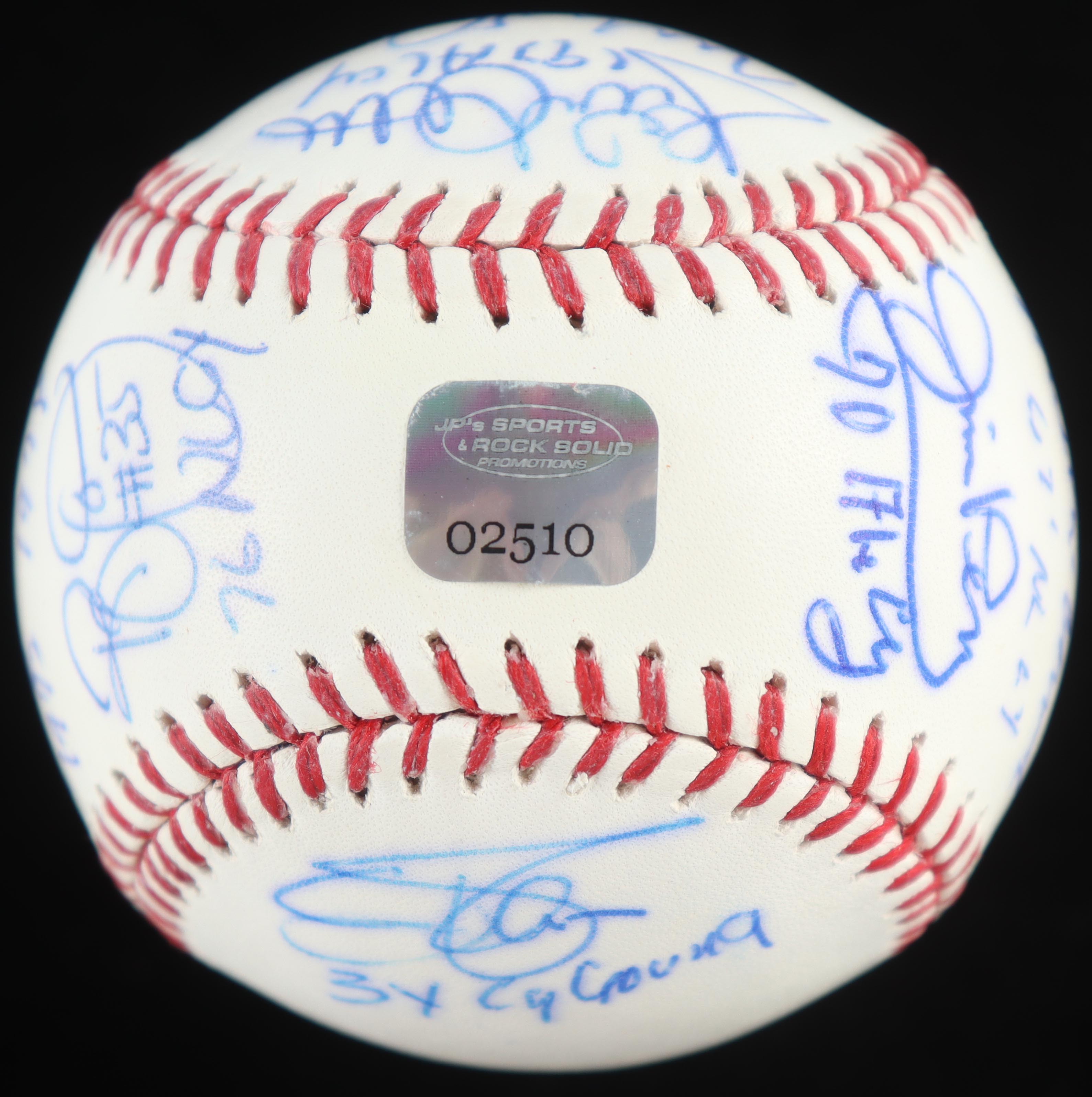 OML Baseball Signed by (11) with Jim Palmer, Mike Scott, Mark Davis, Frank Viola with Multiple Inscriptions (JPS) at PristineAuction.com OML Baseball Signed by (11) with Jim Palmer, Mike Scott, Mark Davis, Frank Viola with Multiple Inscriptions (JPS) at PristineAuction.com