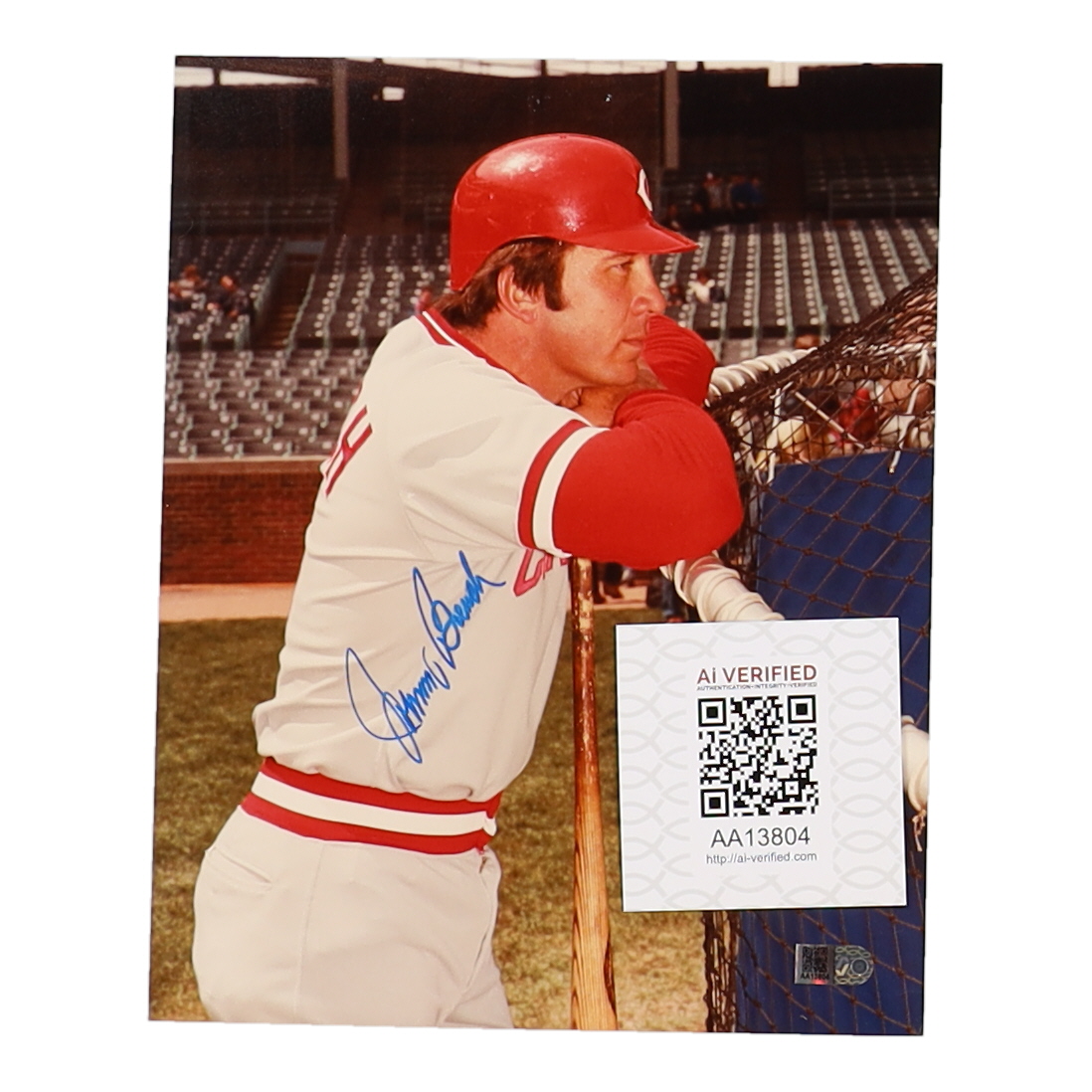 Johnny Bench Signed Reds 8x10 Photo (AIV) at PristineAuction.com Johnny Bench Signed Reds 8x10 Photo (AIV) at PristineAuction.com