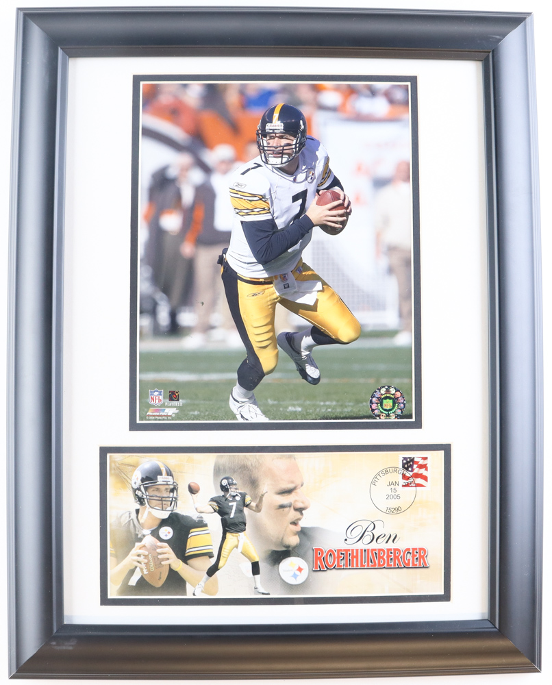 Ben Roethlisberger Steelers 15x19 Custom Framed Photo Display with Envelope at PristineAuction.com Ben Roethlisberger Steelers 15x19 Custom Framed Photo Display with Envelope at PristineAuction.com