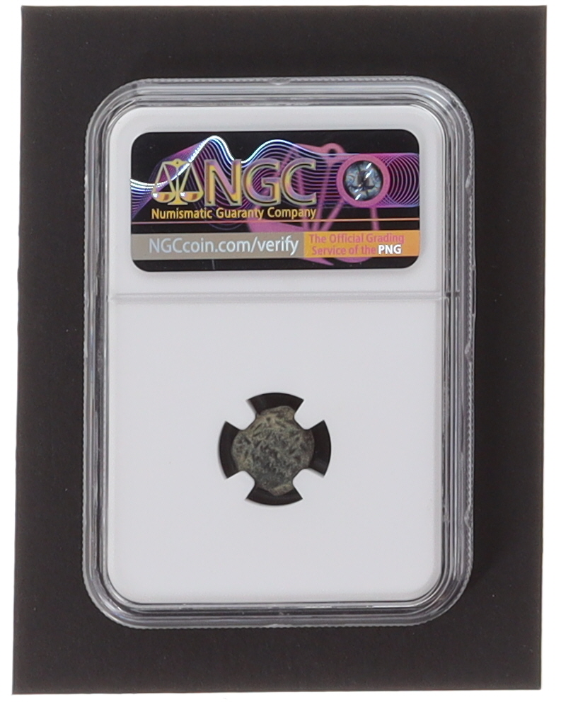 135-37 B.C. Judaea - Maccabean Kings - Biblical Widow's Mite (NGC) at PristineAuction.com 135-37 B.C. Judaea - Maccabean Kings - Biblical Widow's Mite (NGC) at PristineAuction.com