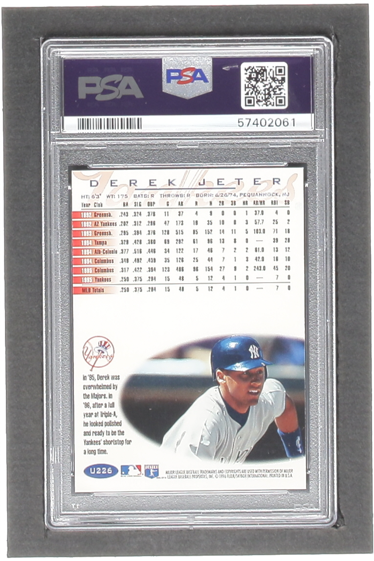 Derek Jeter 1996 Fleer Update Tiffany #U226 ENC (PSA 8) at PristineAuction.com Derek Jeter 1996 Fleer Update Tiffany #U226 ENC (PSA 8) at PristineAuction.com