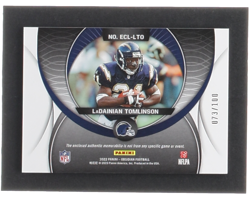 LaDainian Tomlinson 2022 Panini Obsidian Eclipse Jerseys #1 #73/100 at PristineAuction.com LaDainian Tomlinson 2022 Panini Obsidian Eclipse Jerseys #1 #73/100 at PristineAuction.com