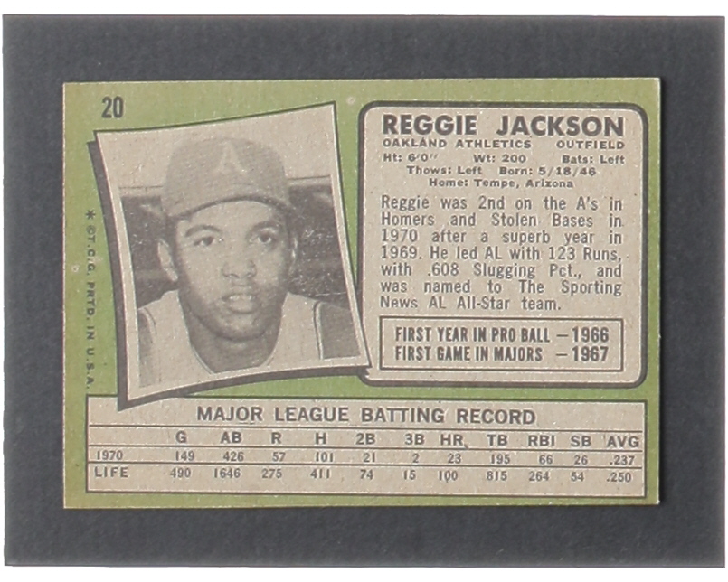 Reggie Jackson 1971 Topps #20 at PristineAuction.com Reggie Jackson 1971 Topps #20 at PristineAuction.com