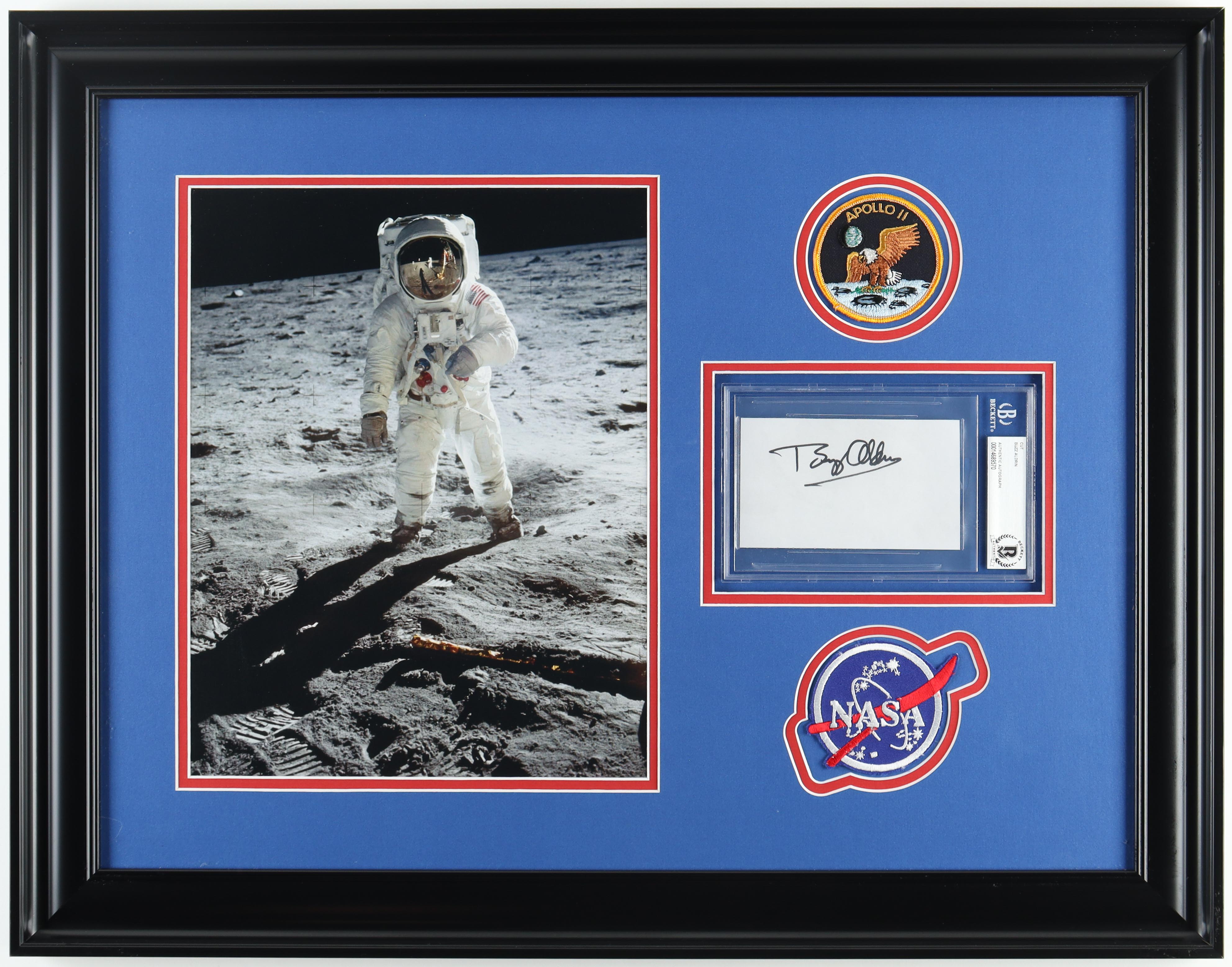 Buzz Aldrin Signed NASA Custom Framed Cut Display (BAS) at PristineAuction.com Buzz Aldrin Signed NASA Custom Framed Cut Display (BAS) at PristineAuction.com