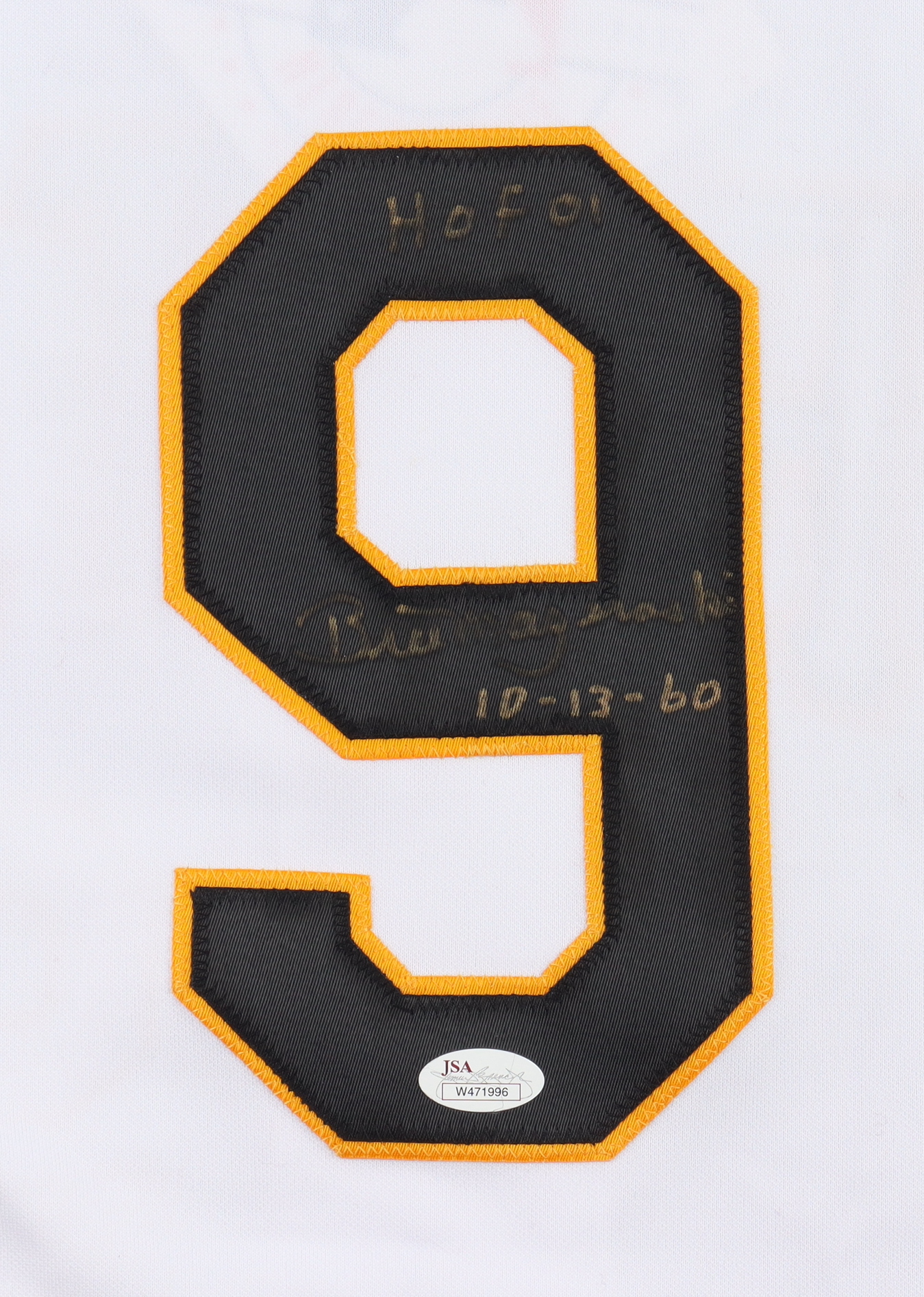 Bill Mazeroski Signed Pirates Jersey Inscribed "HOF 01" & "10-13-60" (JSA) at PristineAuction.com Bill Mazeroski Signed Pirates Jersey Inscribed "HOF 01" & "10-13-60" (JSA) at PristineAuction.com