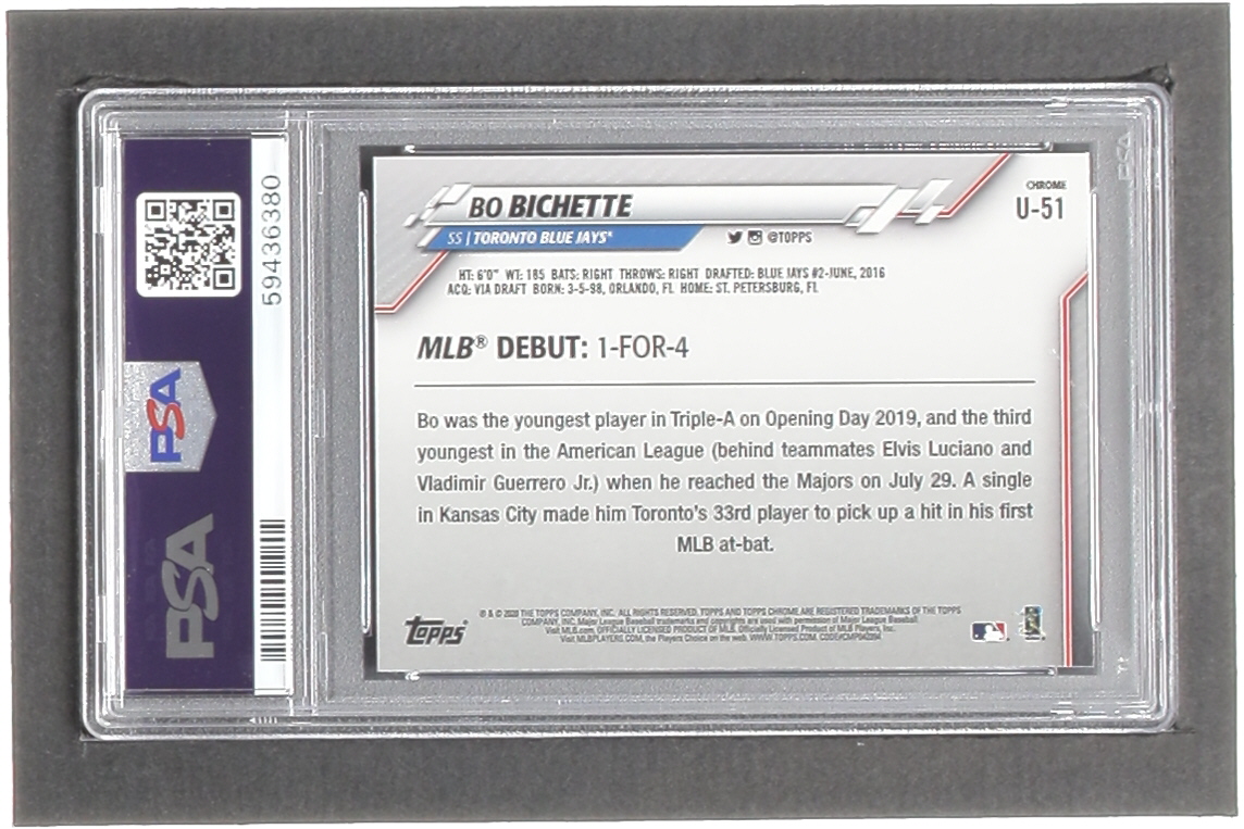 Bo Bichette 2020 Topps Chrome Update #U51 RC (PSA 10) at PristineAuction.com Bo Bichette 2020 Topps Chrome Update #U51 RC (PSA 10) at PristineAuction.com