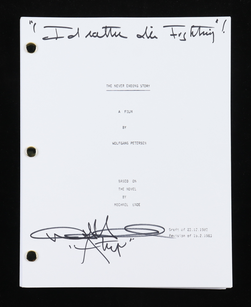 Noah Hathaway Signed "The Neverending Story" Movie Script Inscribed "Atreyu" & "I'd Rather Die Fighting" (ACOA) at PristineAuction.com Noah Hathaway Signed "The Neverending Story" Movie Script Inscribed "Atreyu" & "I'd Rather Die Fighting" (ACOA) at PristineAuction.com