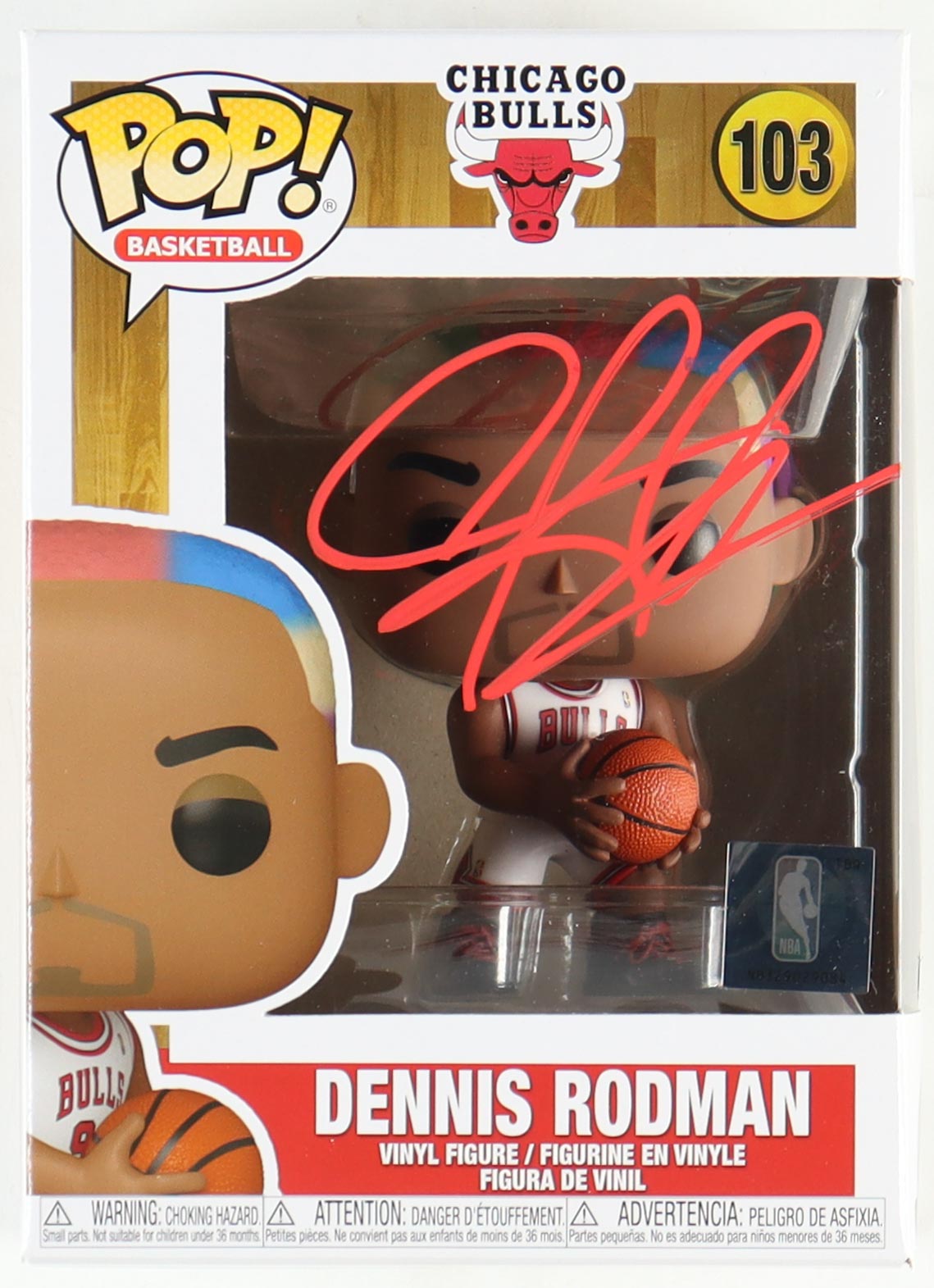 Dennis Rodman Signed Bulls #103 Funko Pop! Vinyl Figure (JSA & Rodman) at PristineAuction.com Dennis Rodman Signed Bulls #103 Funko Pop! Vinyl Figure (JSA & Rodman) at PristineAuction.com