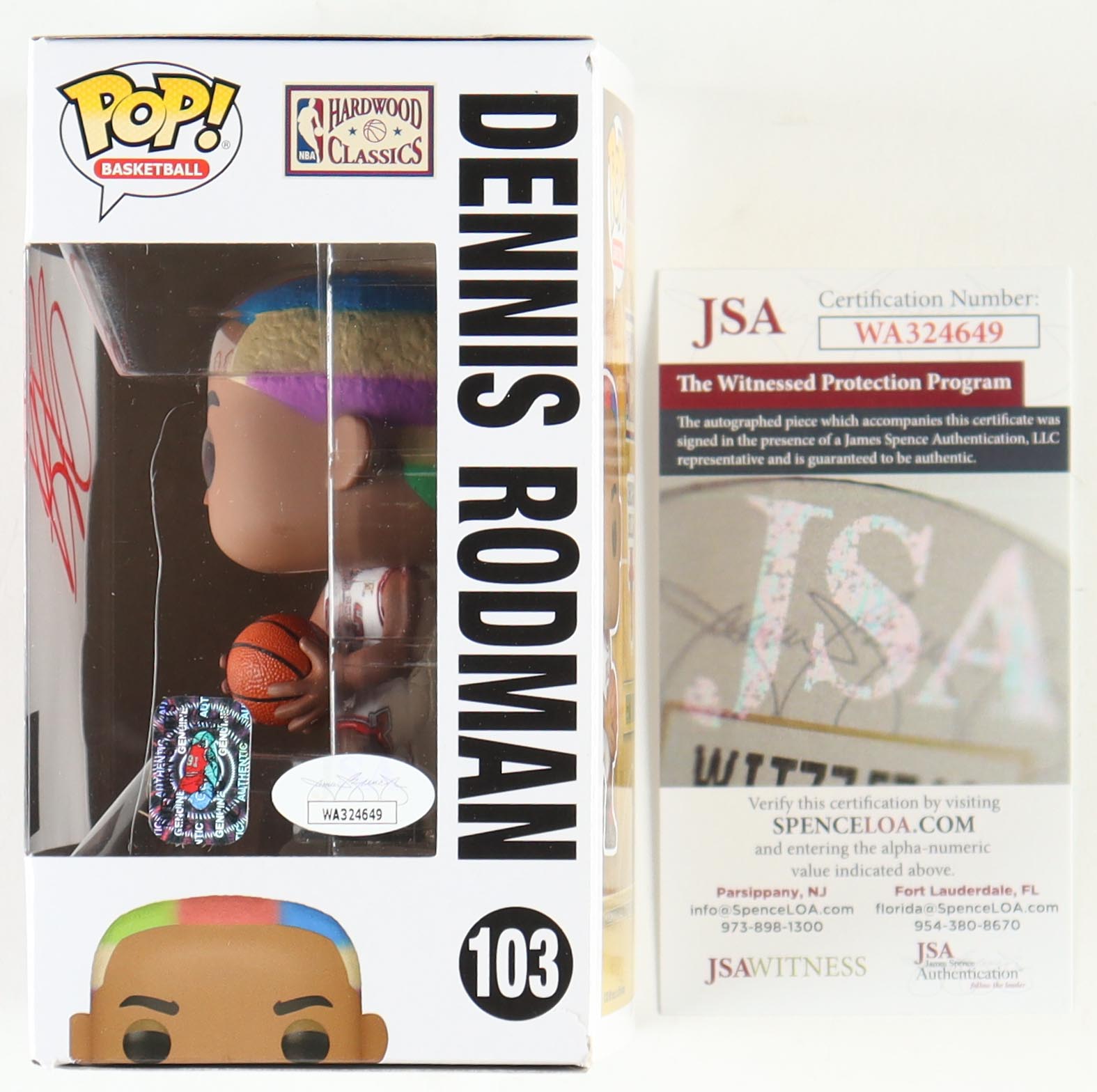 Dennis Rodman Signed Bulls #103 Funko Pop! Vinyl Figure (JSA & Rodman) at PristineAuction.com Dennis Rodman Signed Bulls #103 Funko Pop! Vinyl Figure (JSA & Rodman) at PristineAuction.com