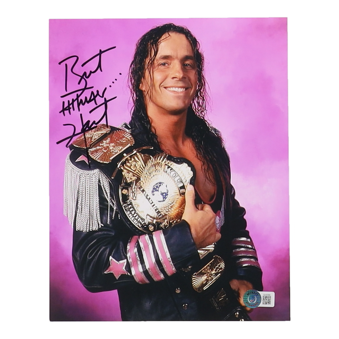 Bret "Hitman" Hart Signed WWE 8x10 Photo (Beckett) at PristineAuction.com Bret "Hitman" Hart Signed WWE 8x10 Photo (Beckett) at PristineAuction.com