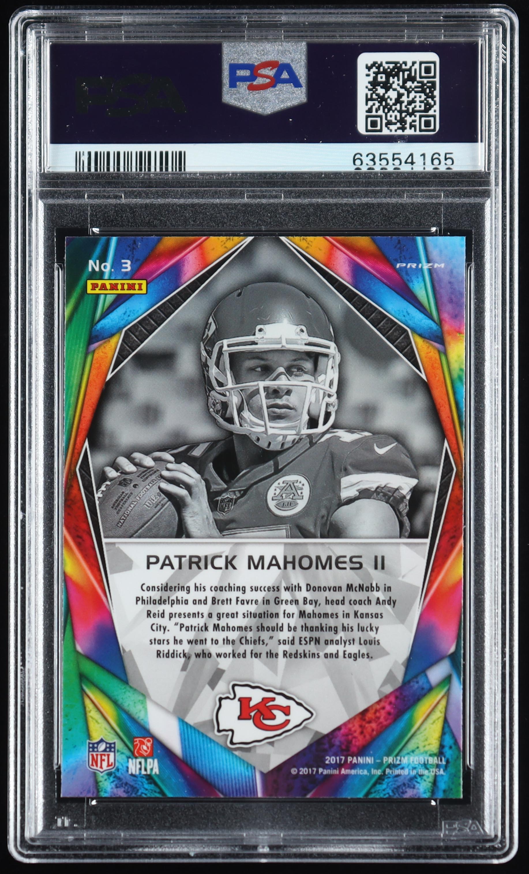 Patrick Mahomes II 2017 Panini Prizm Illumination Prizms #3 RC (PSA 9) at PristineAuction.com Patrick Mahomes II 2017 Panini Prizm Illumination Prizms #3 RC (PSA 9) at PristineAuction.com