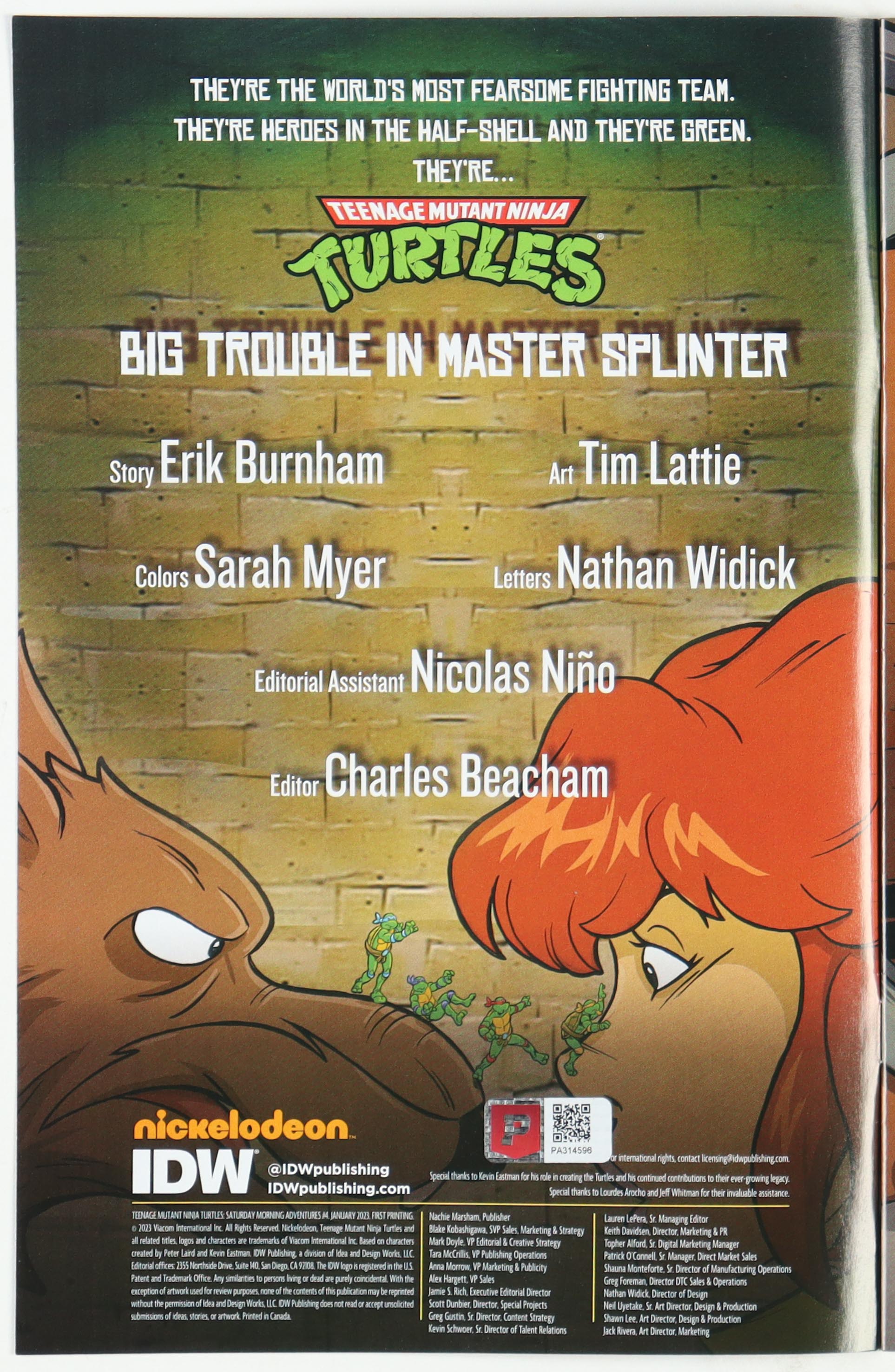 Kevin Eastman Signed "Teenage Mutant Ninja Turtles" Saturday Morning Adventures Cover C Issue #4 IDW Comic Book (PA) at PristineAuction.com Kevin Eastman Signed "Teenage Mutant Ninja Turtles" Saturday Morning Adventures Cover C Issue #4 IDW Comic Book (PA) at PristineAuction.com