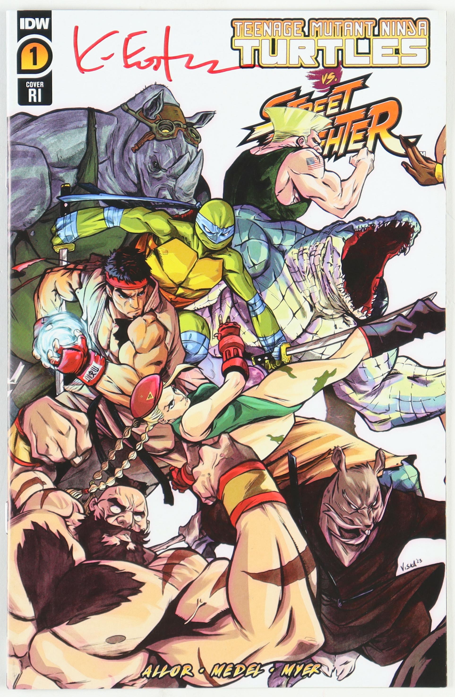 Kevin Eastman Signed "Teenage Mutant Ninja Turtles" Vs. Street Fighter Cover RI - Vincenzo Federici Issue #1 IDW Comic Book (PA) at PristineAuction.com Kevin Eastman Signed "Teenage Mutant Ninja Turtles" Vs. Street Fighter Cover RI - Vincenzo Federici Issue #1 IDW Comic Book (PA) at PristineAuction.com
