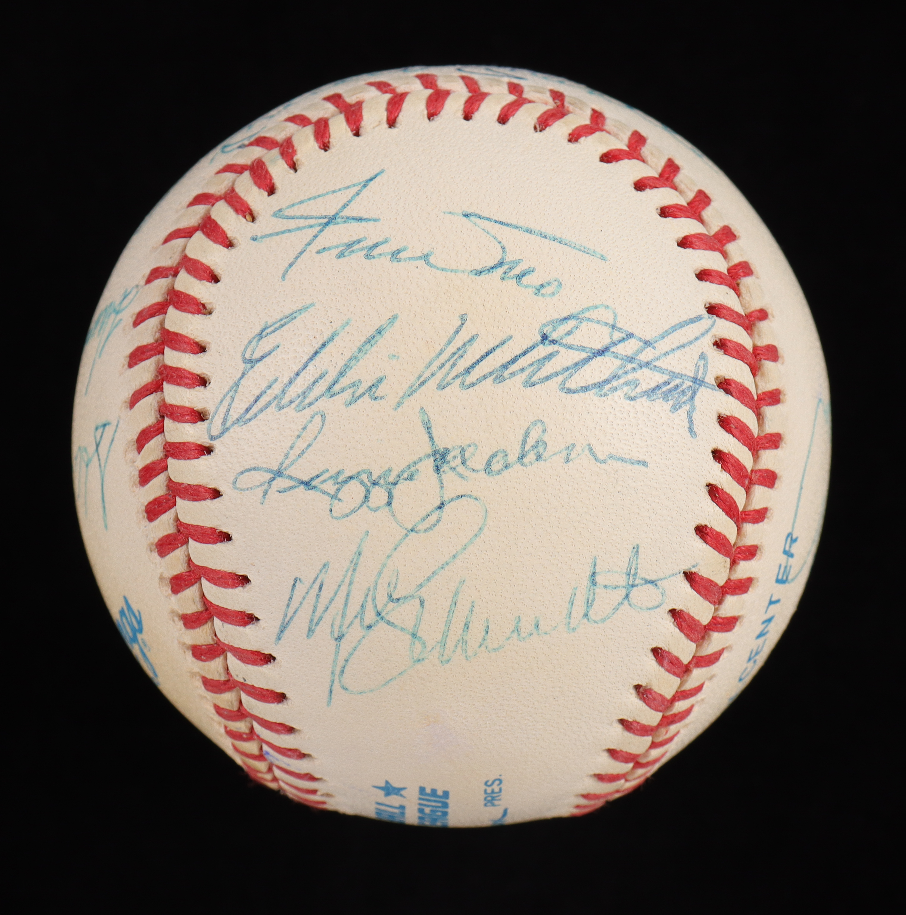 500 Home Run Club OAL Baseball Signed By (11) With Mickey Mantle, Ted Williams, Willie Mays, Ernie Banks, Hank Aaron (PSA) at PristineAuction.com 500 Home Run Club OAL Baseball Signed By (11) With Mickey Mantle, Ted Williams, Willie Mays, Ernie Banks, Hank Aaron (PSA) at PristineAuction.com